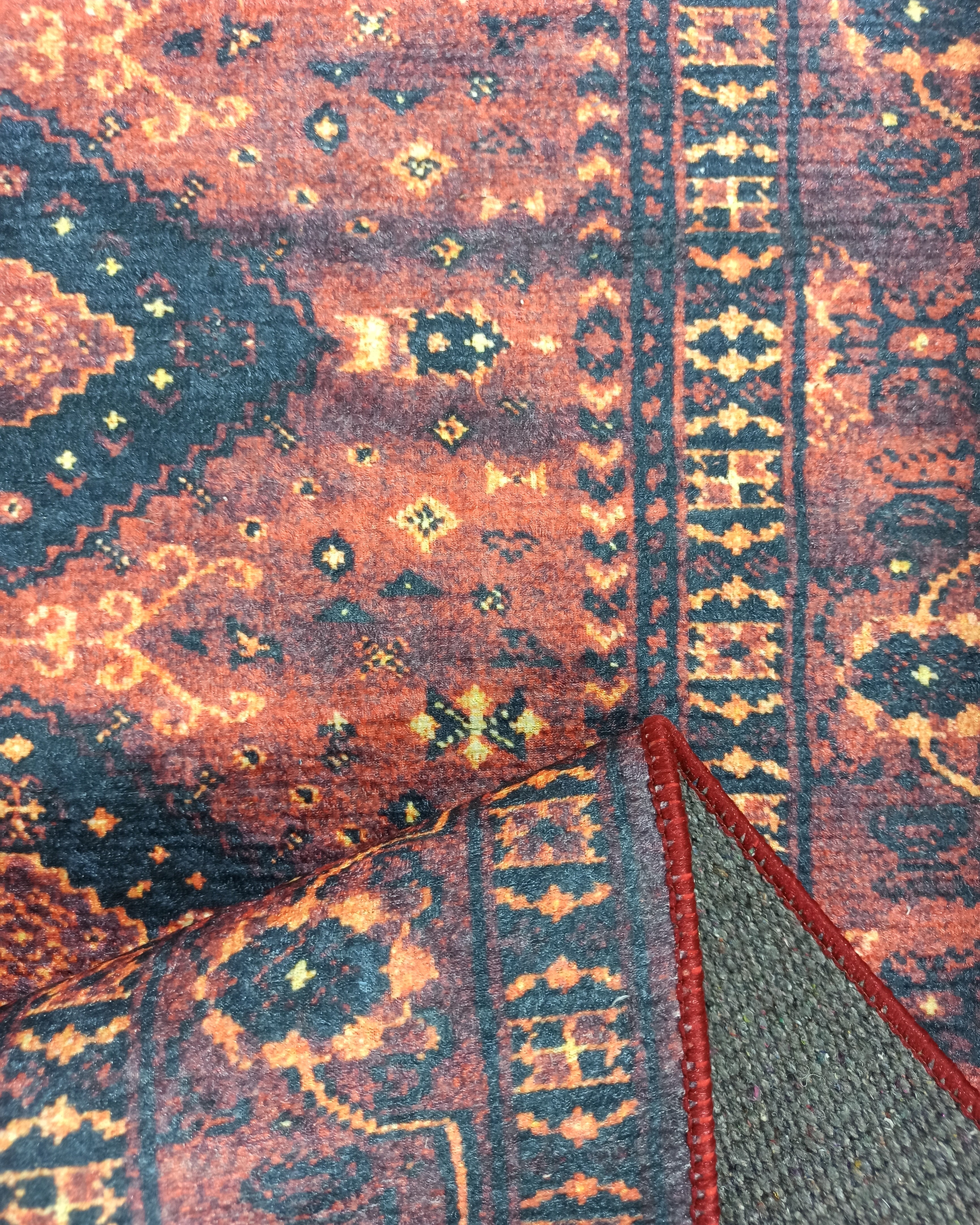 Turkish Oriental Design Red Navy Blue Rug