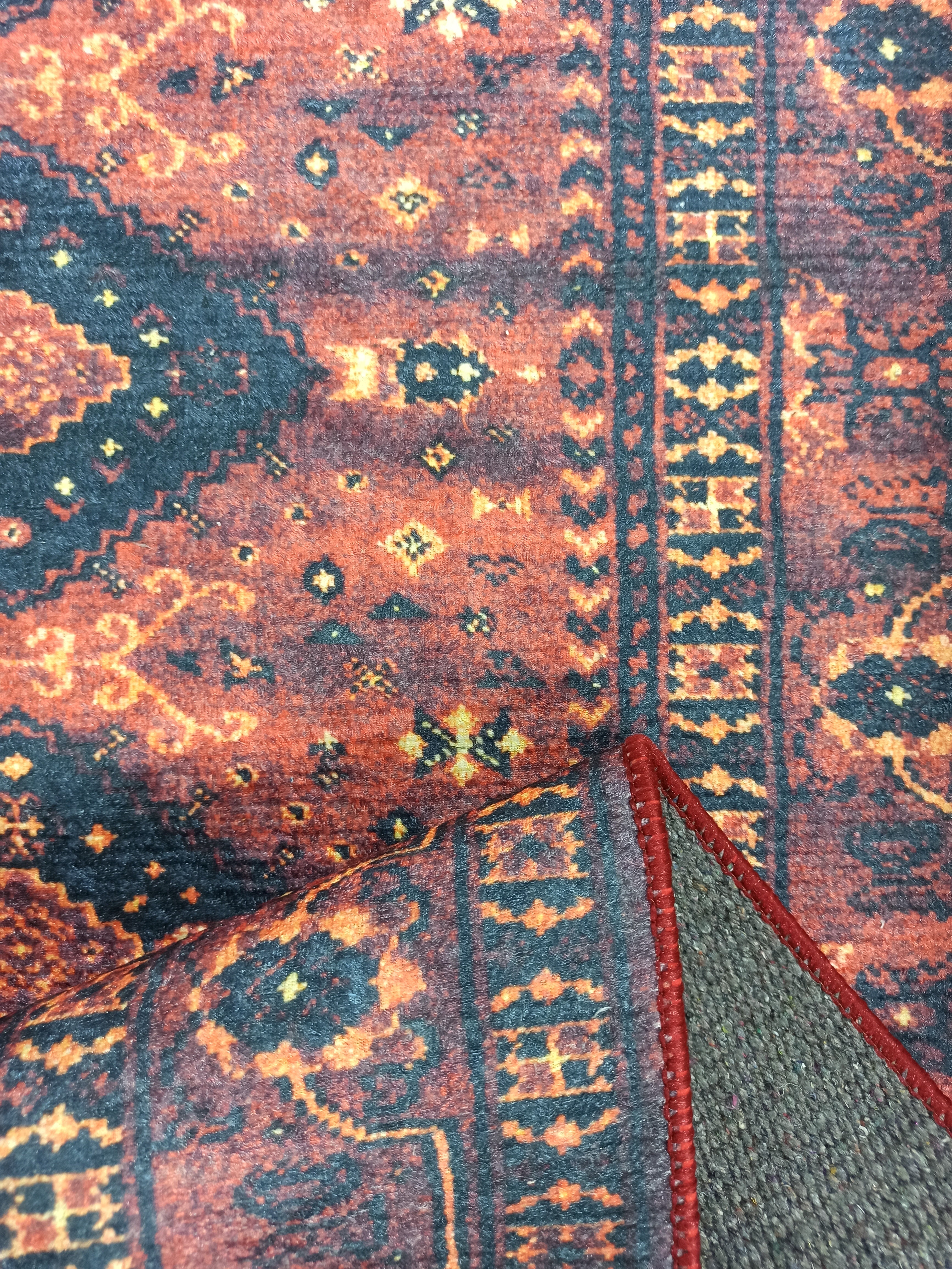 Turkish Oriental Design Red Navy Blue Rug