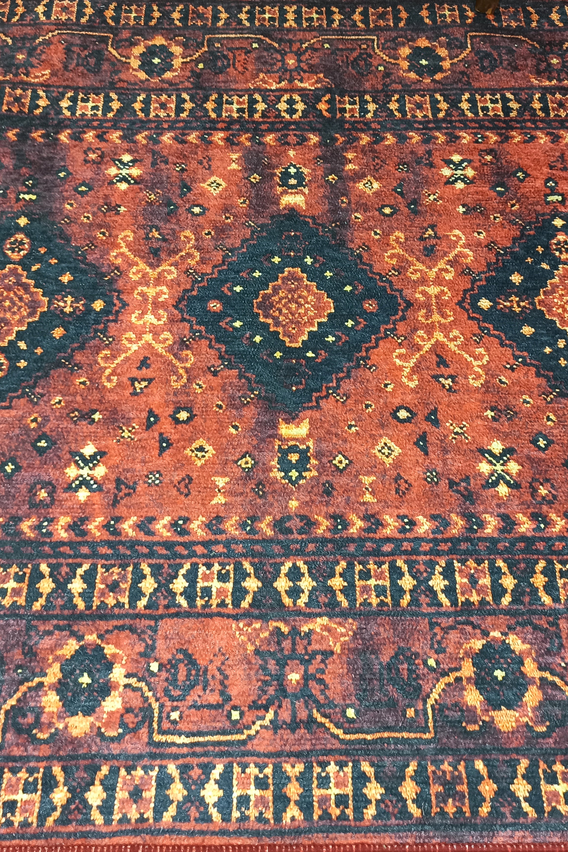 Turkish Oriental Design Red Navy Blue Rug
