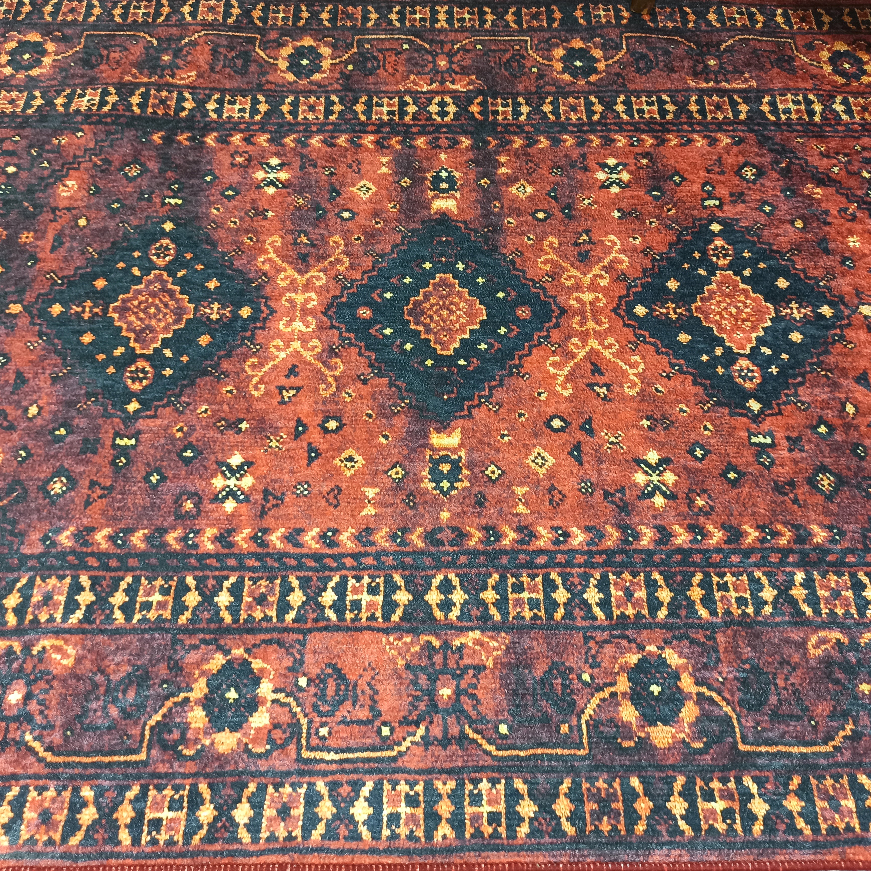 Turkish Oriental Design Red Navy Blue Rug