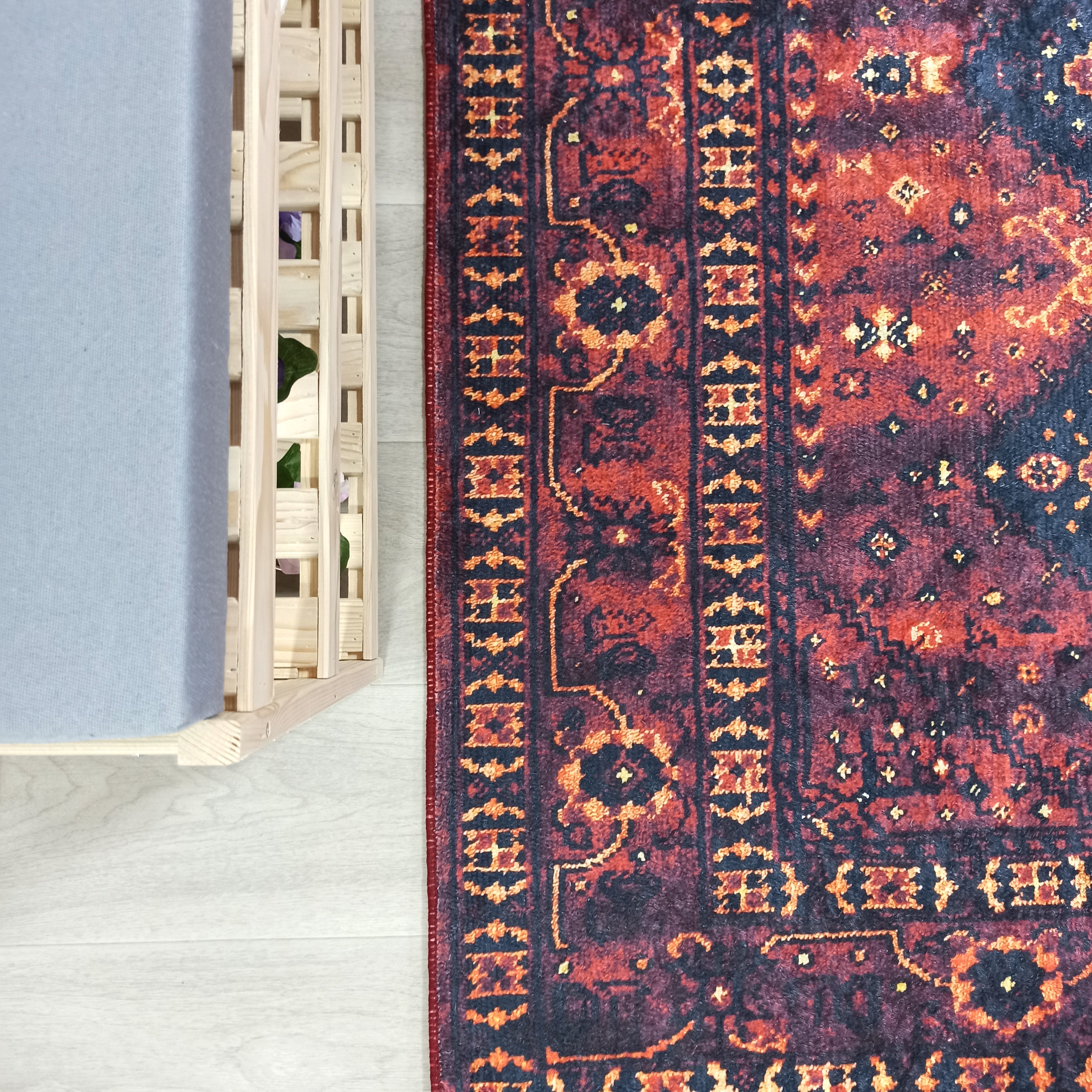 Turkish Oriental Design Red Navy Blue Rug