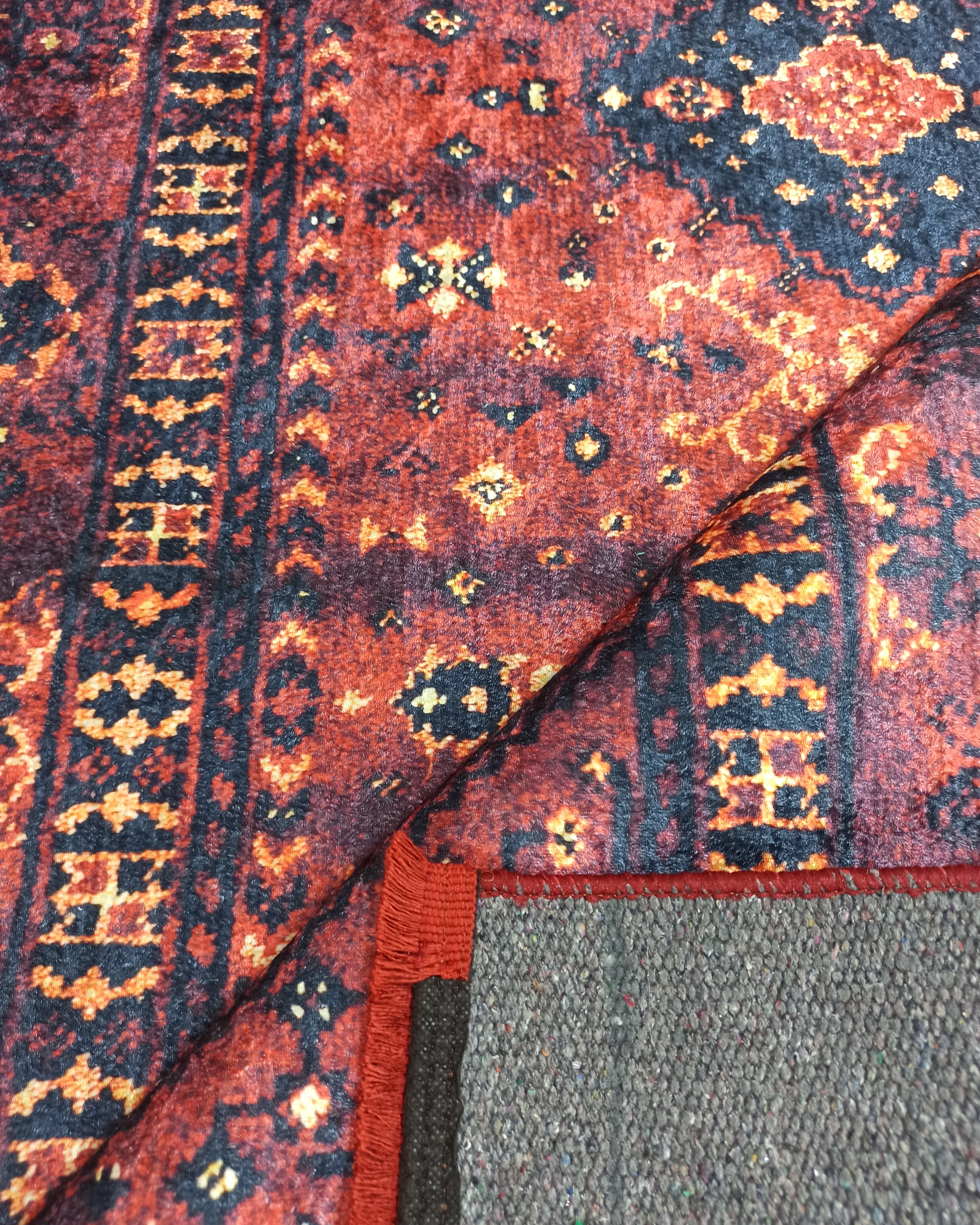 Turkish Oriental Design Red Navy Blue Rug