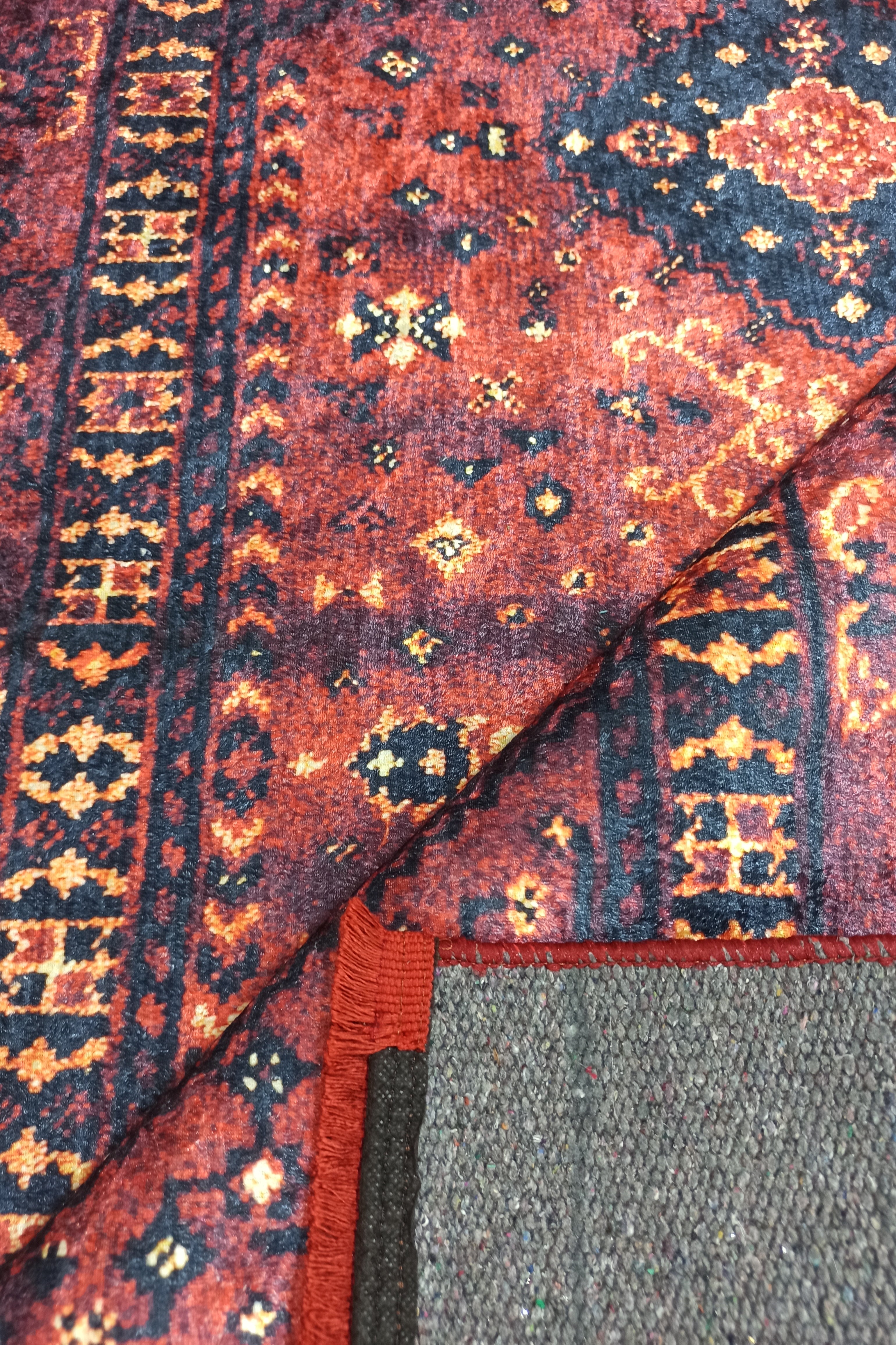 Turkish Oriental Design Red Navy Blue Rug