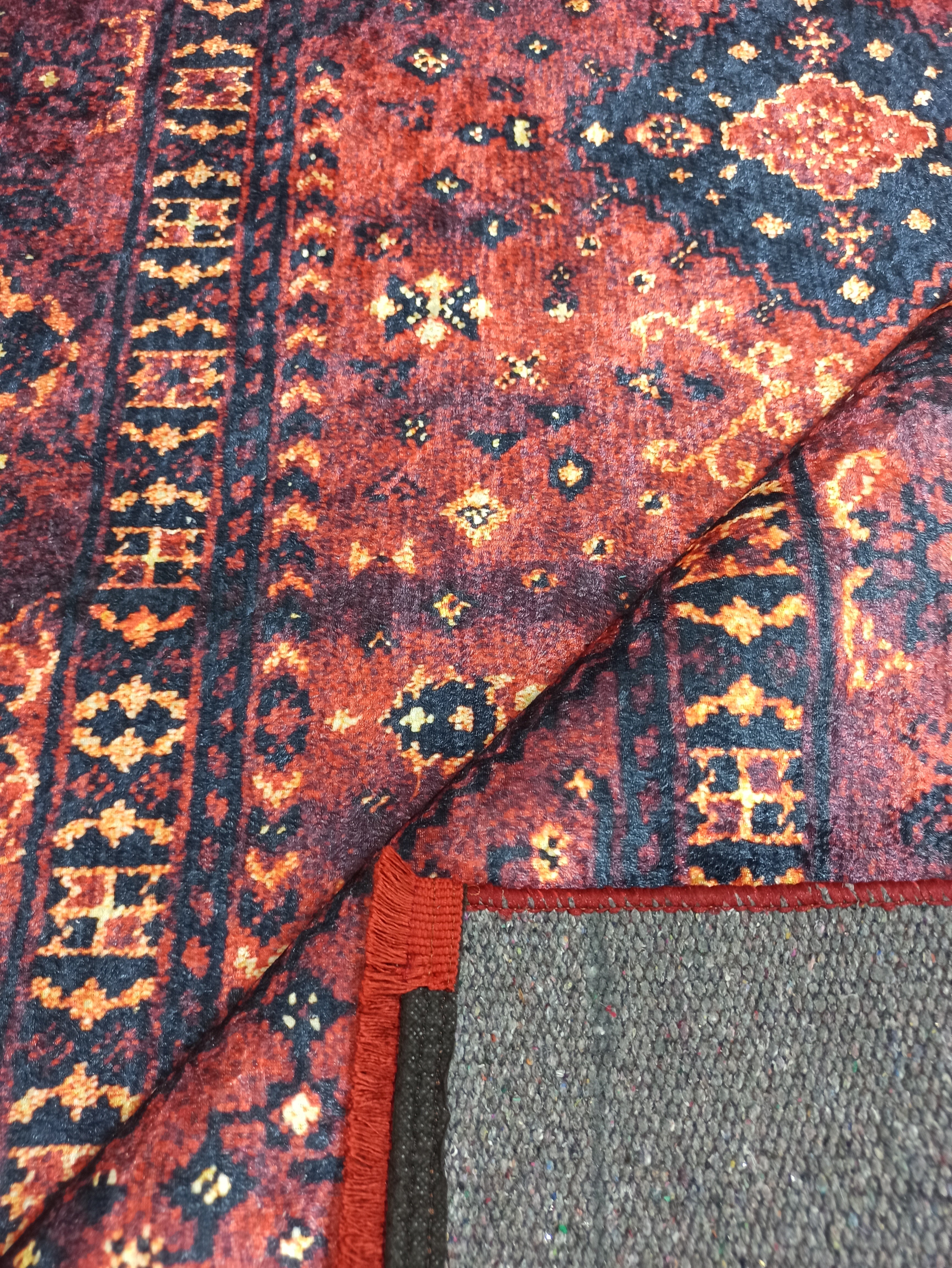 Turkish Oriental Design Red Navy Blue Rug