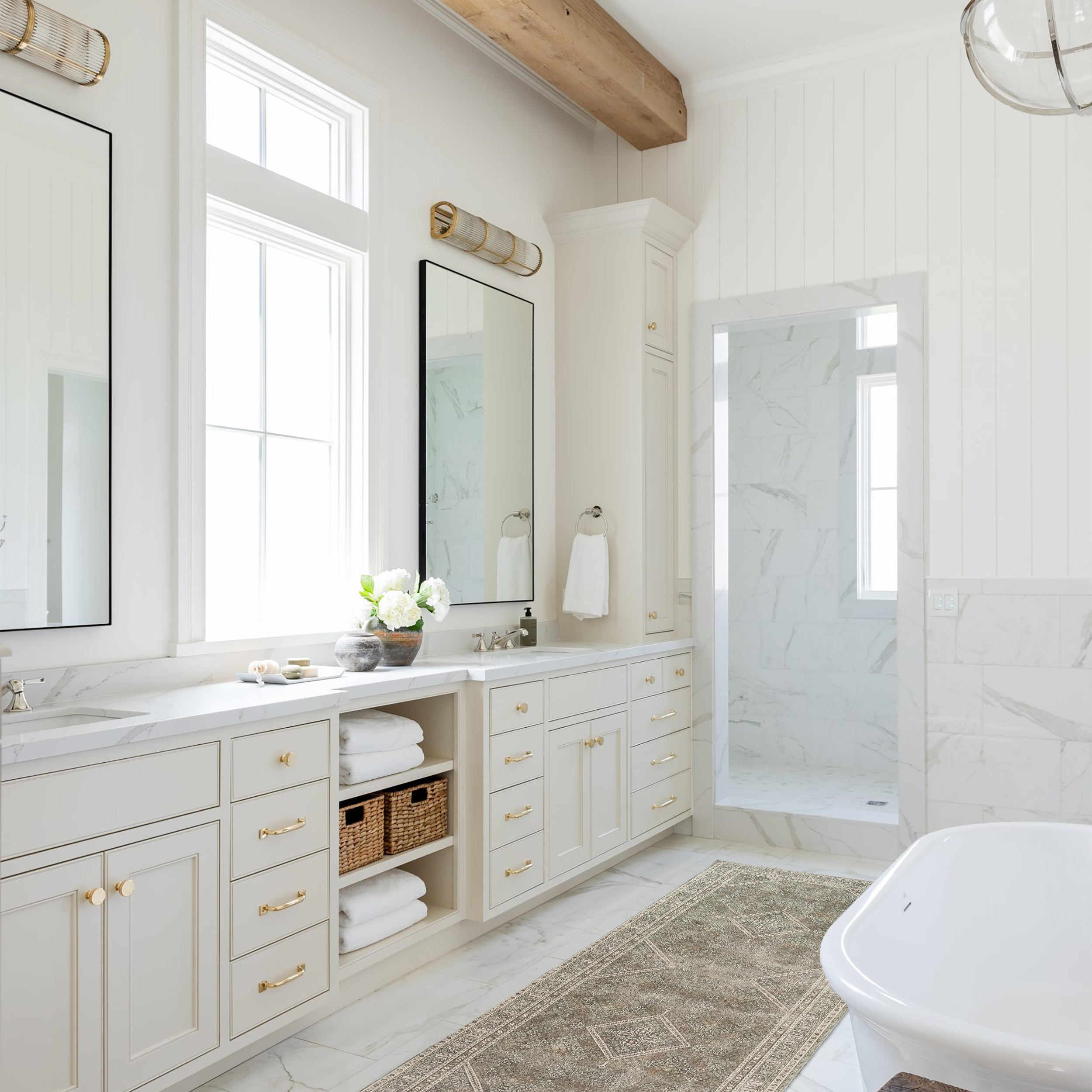 Nila Turkish Vintage Geometric Green & Olive Rug