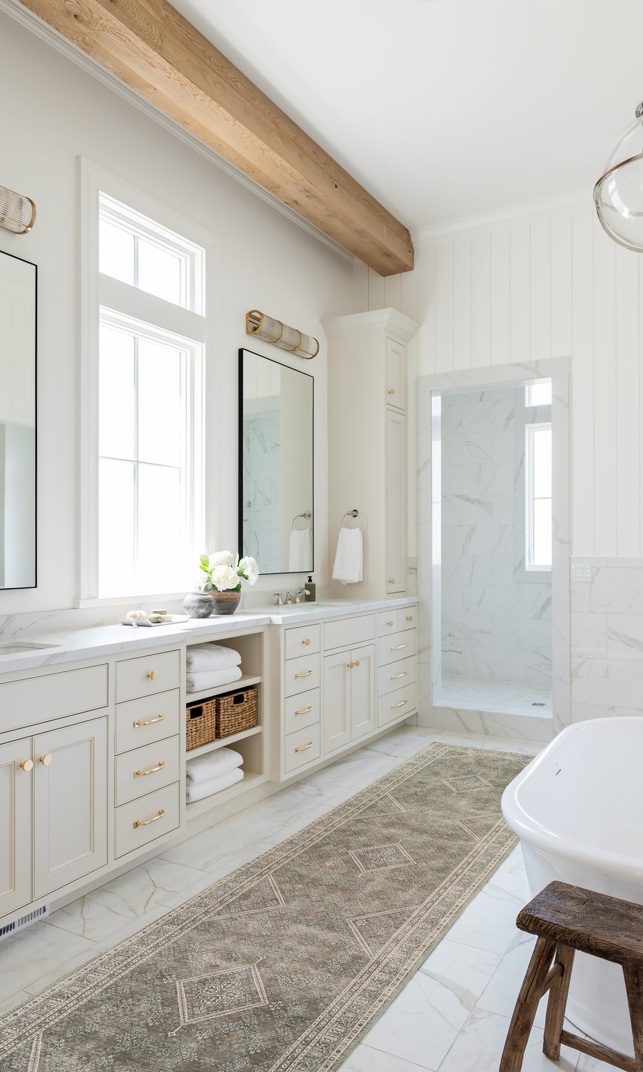 Nila Turkish Vintage Geometric Green & Olive Rug