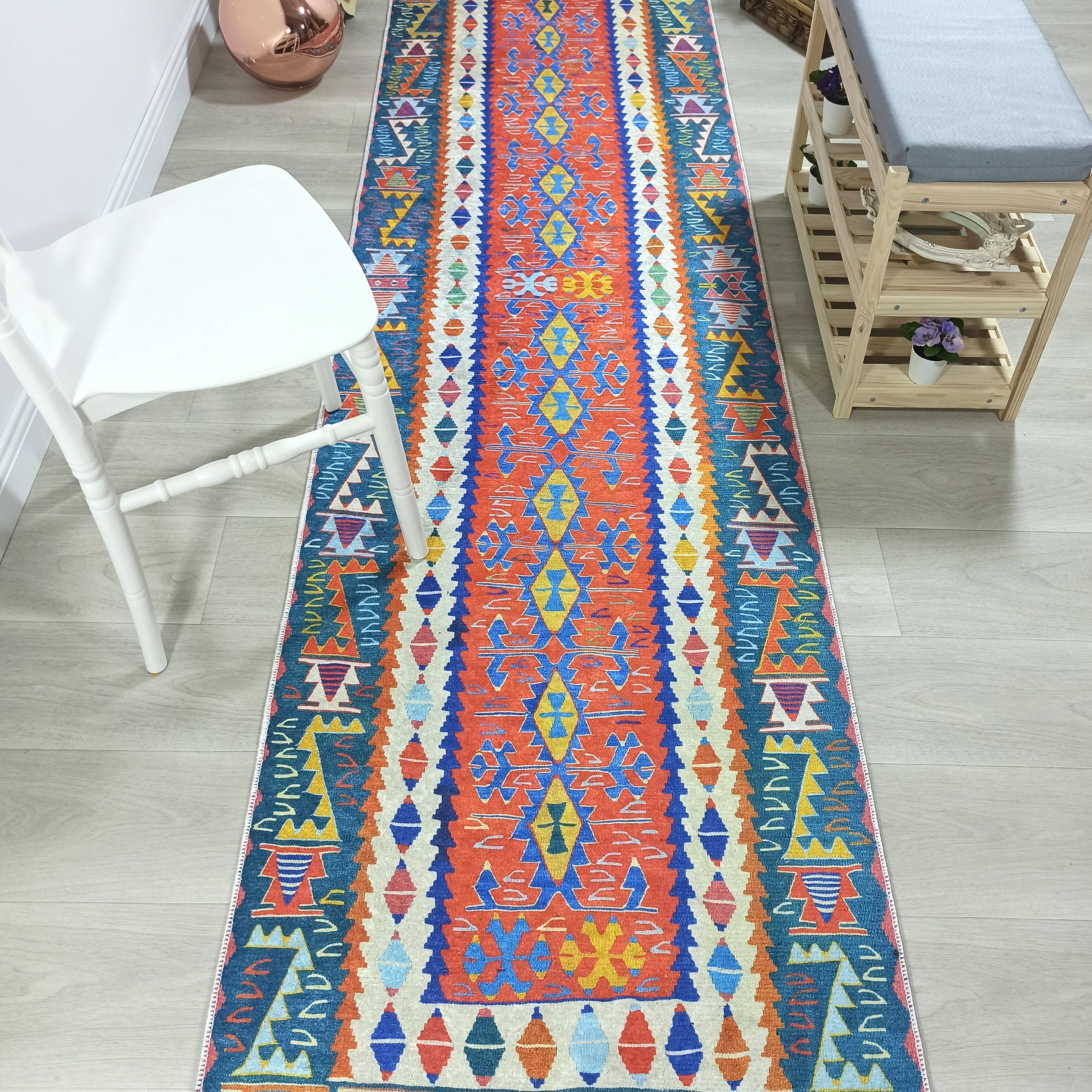Kilim Style Runner & Rug, Multi Color Rug, Modern Home Décor