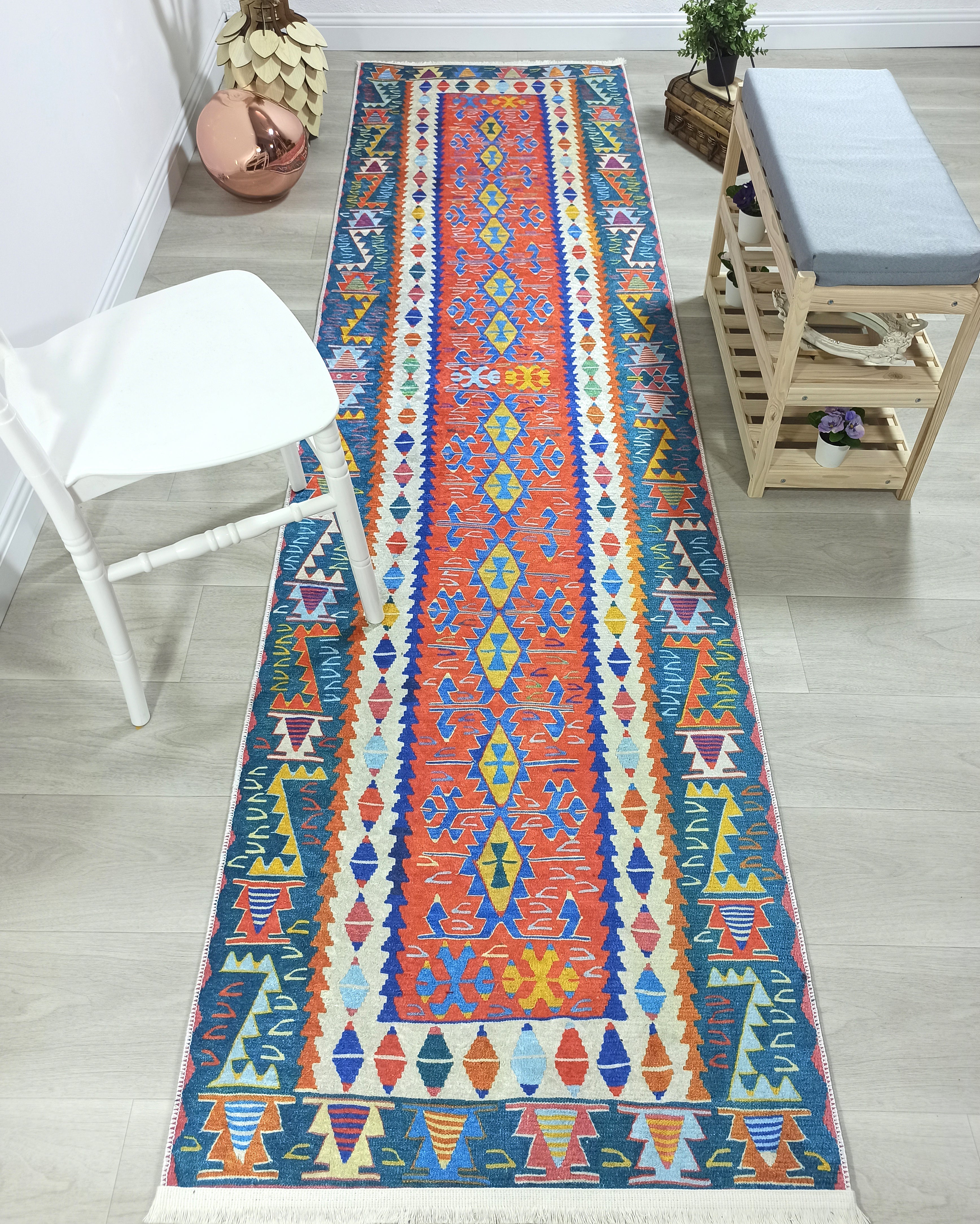 Kilim Style Runner & Rug, Multi Color Rug, Modern Home Décor