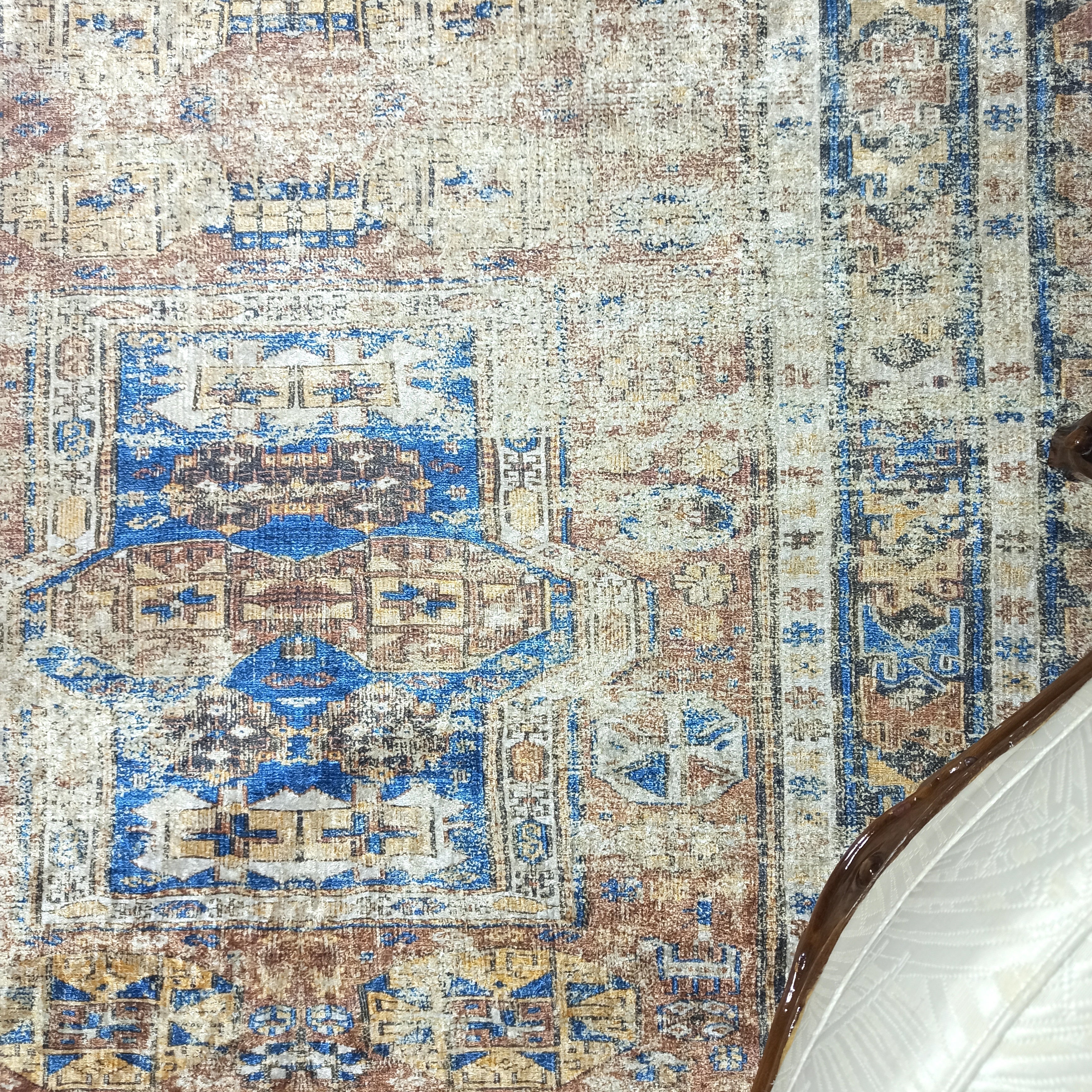 Persian Style Brown Beige Vintage Design Rug