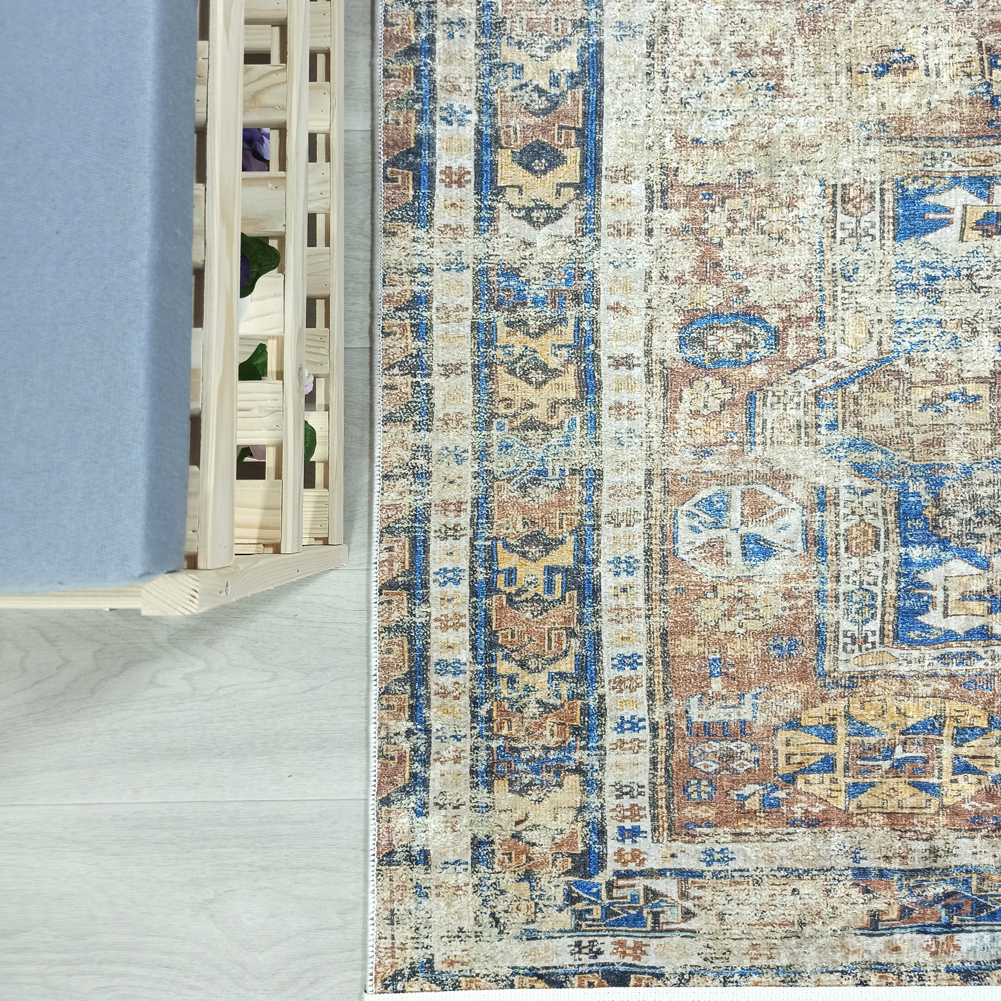 Persian Style Brown Beige Vintage Design Rug