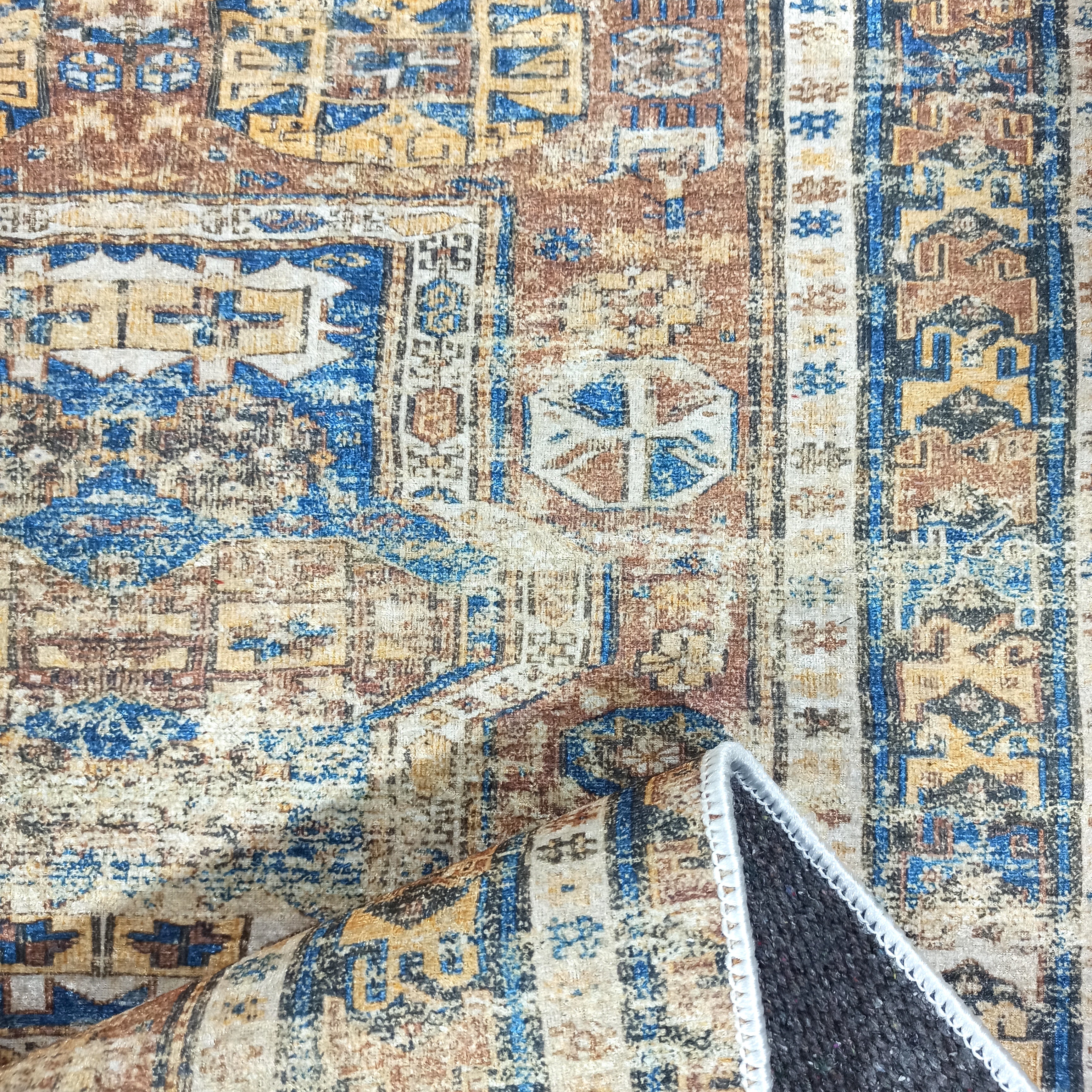 Persian Style Brown Beige Vintage Design Rug