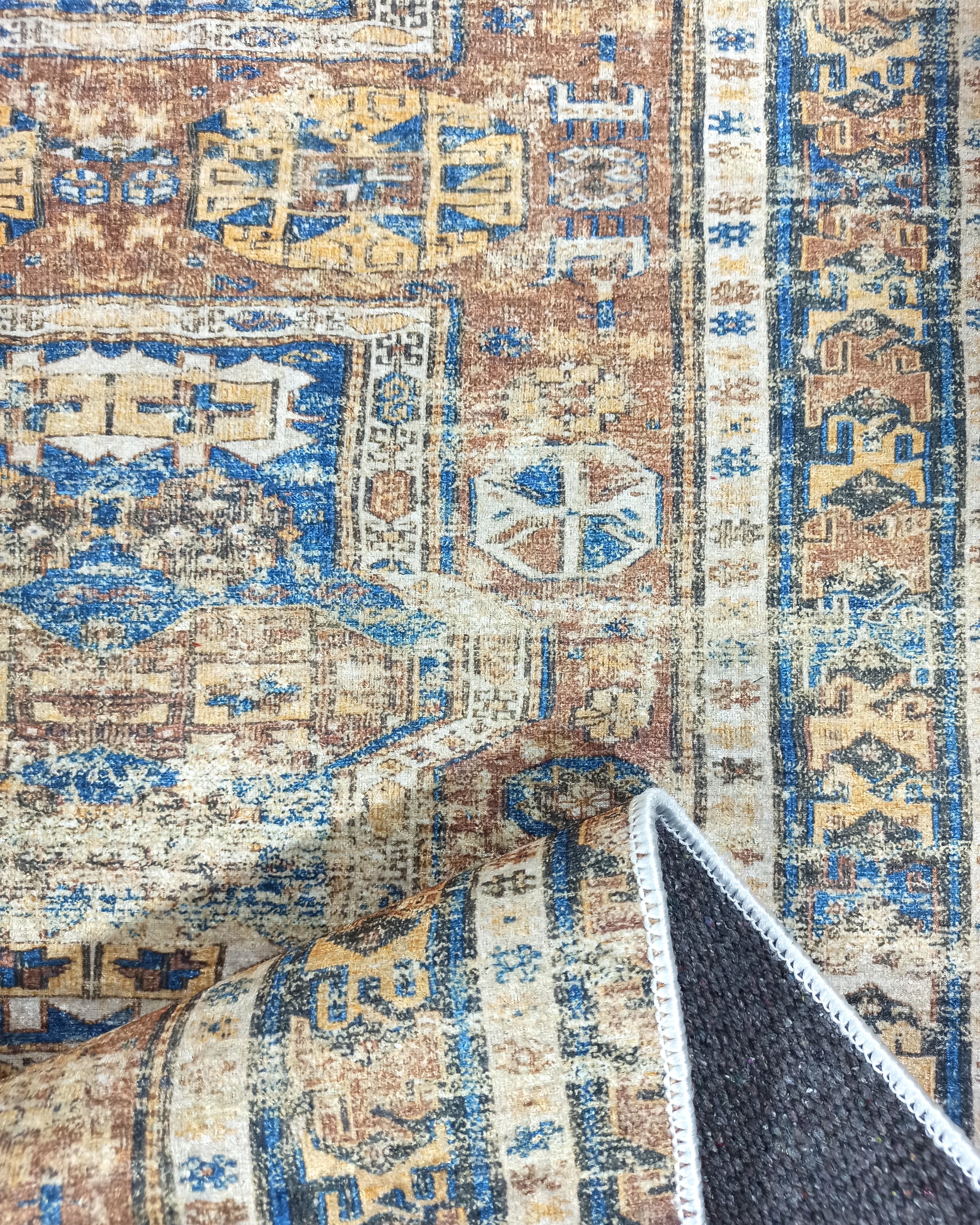 Persian Style Brown Beige Vintage Design Rug