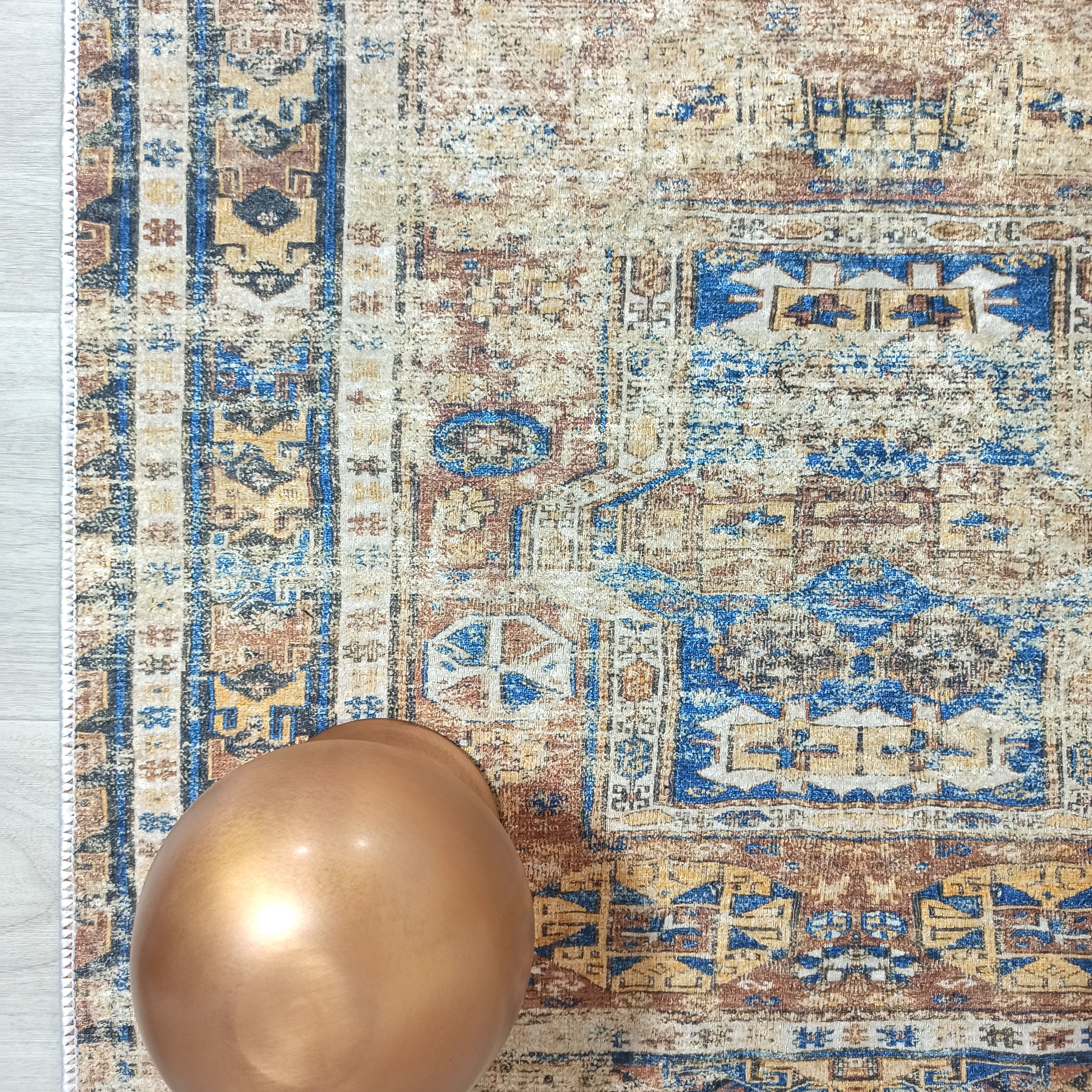 Persian Style Brown Beige Vintage Design Rug