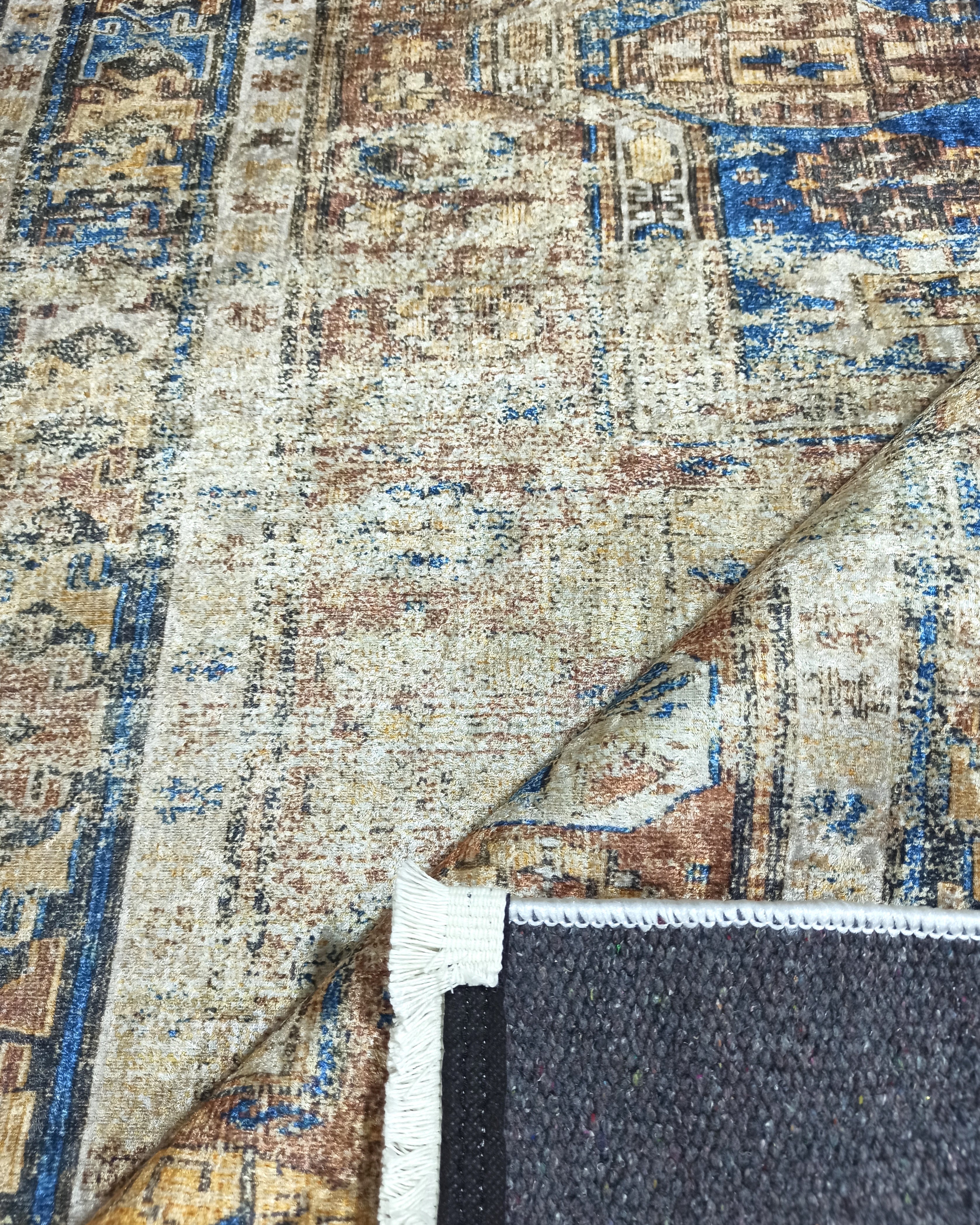 Persian Style Brown Beige Vintage Design Rug