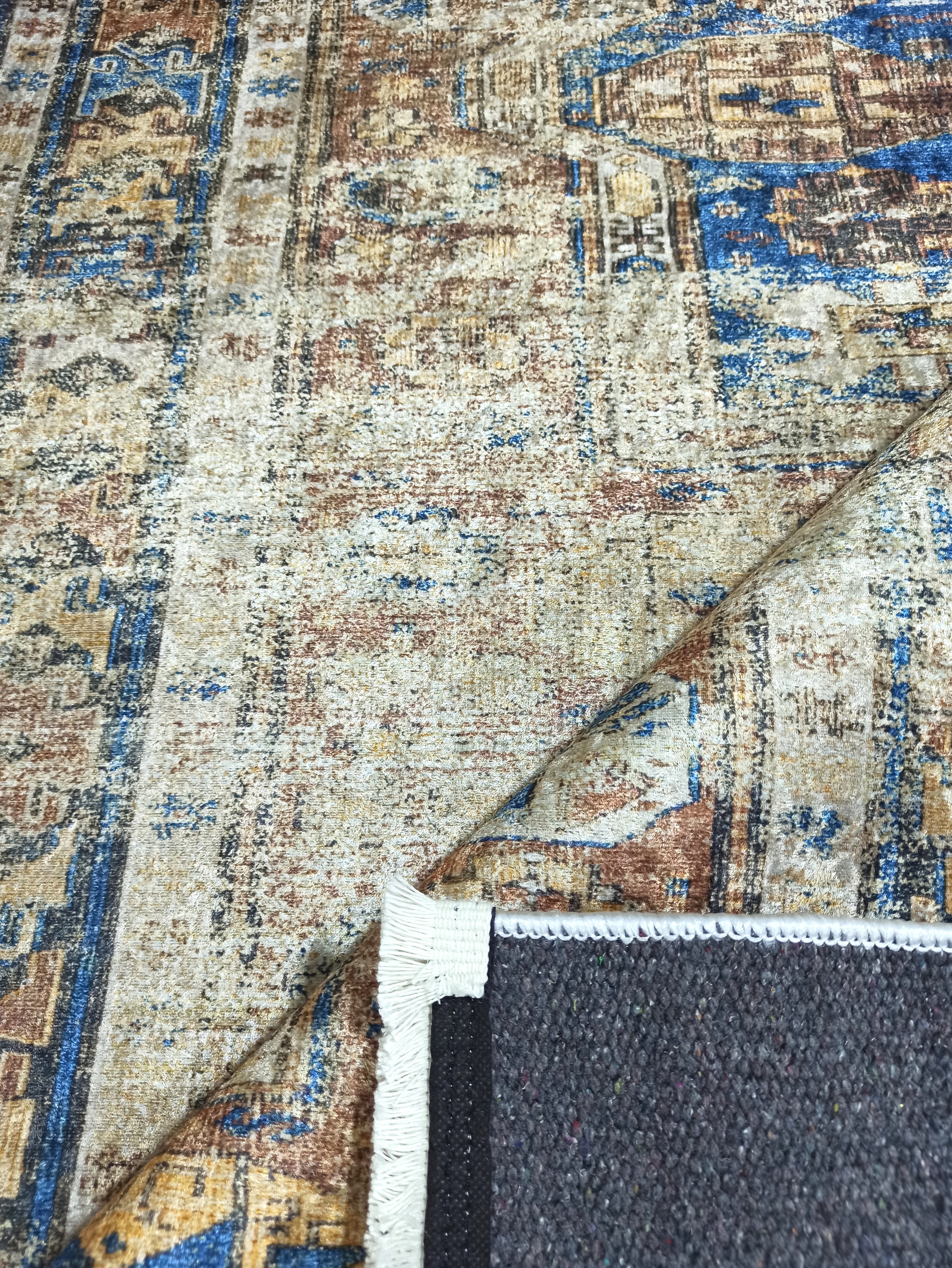 Persian Style Brown Beige Vintage Design Rug