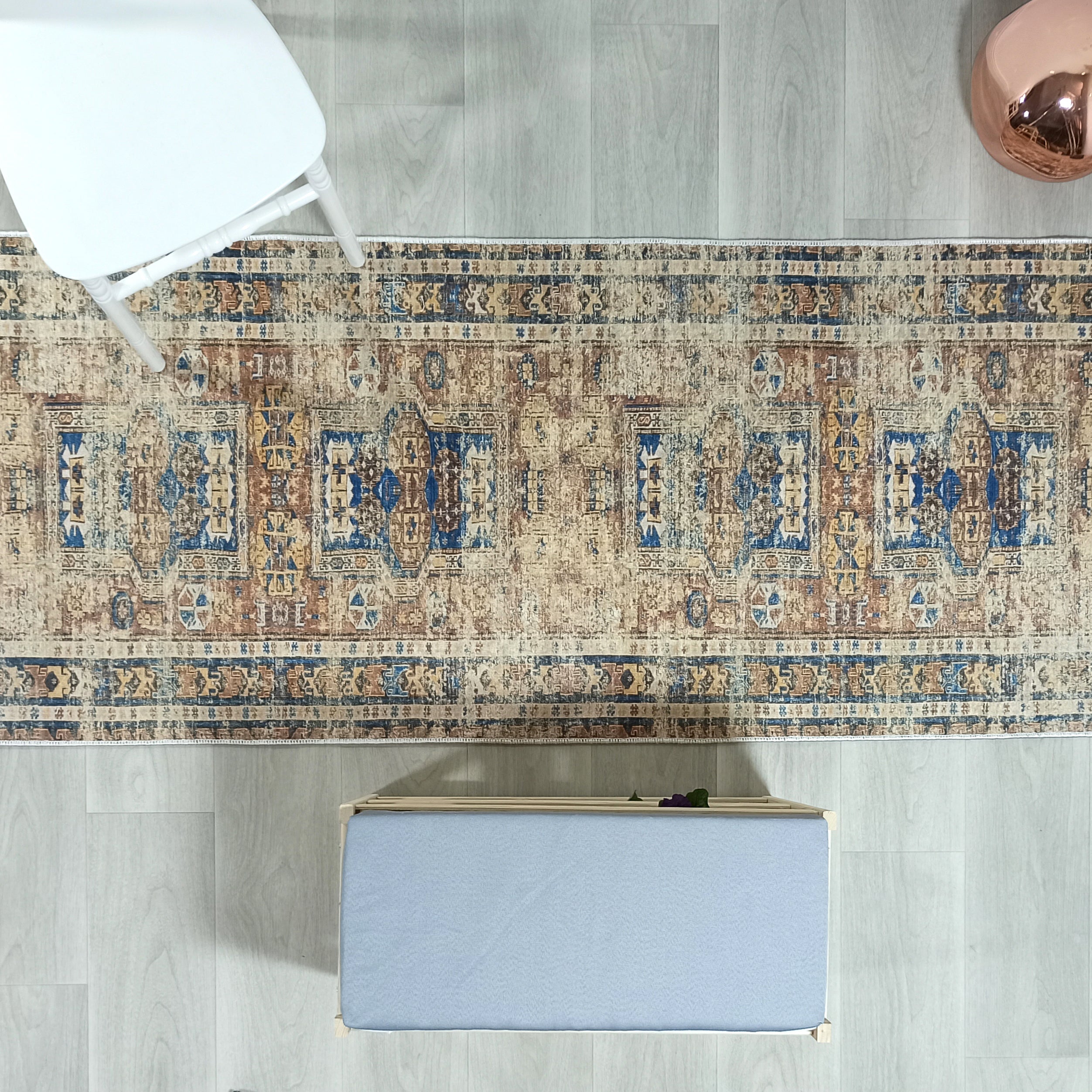 Persian Style Brown Beige Vintage Design Rug