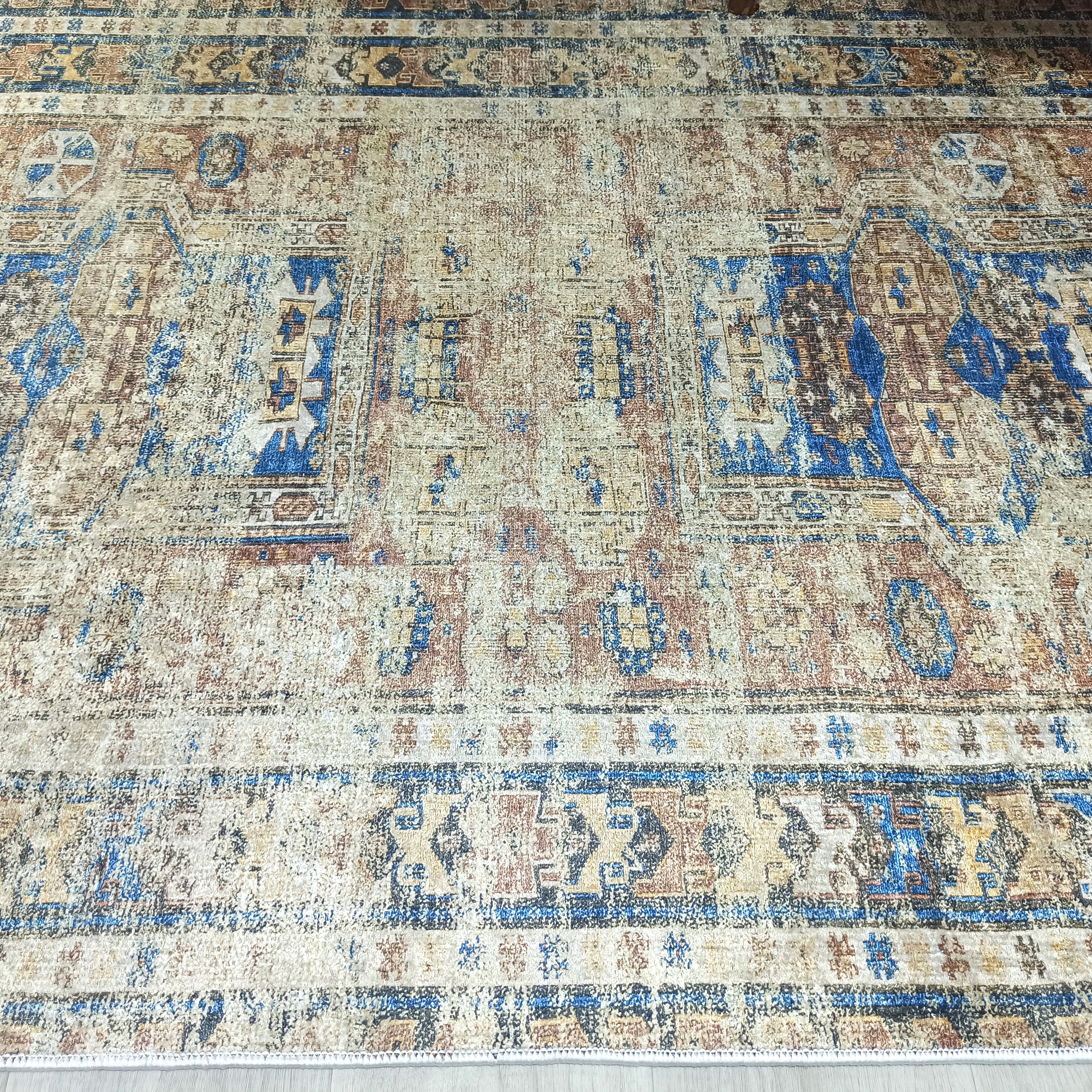 Persian Style Brown Beige Vintage Design Rug