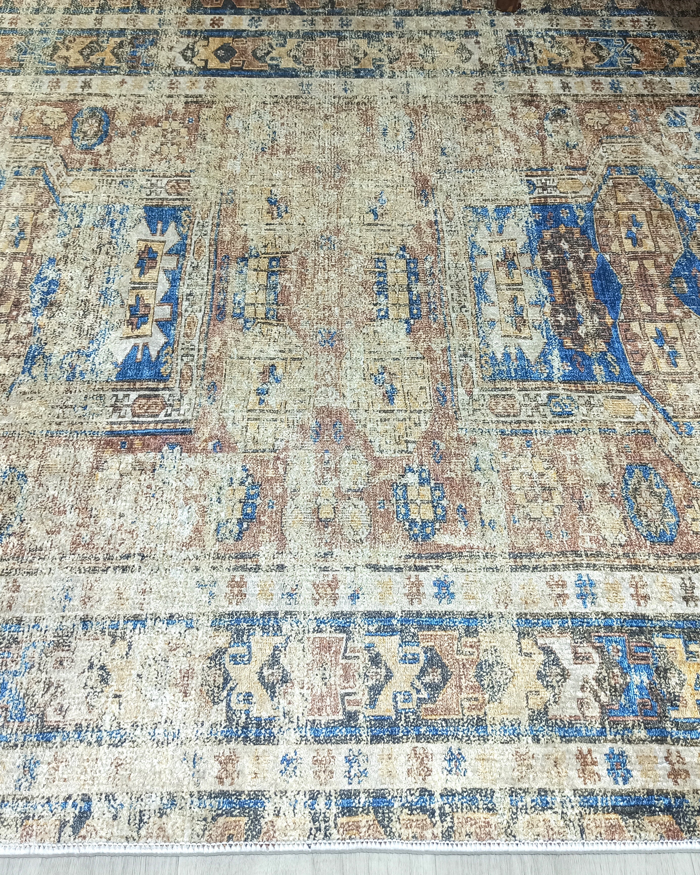 Persian Style Brown Beige Vintage Design Rug