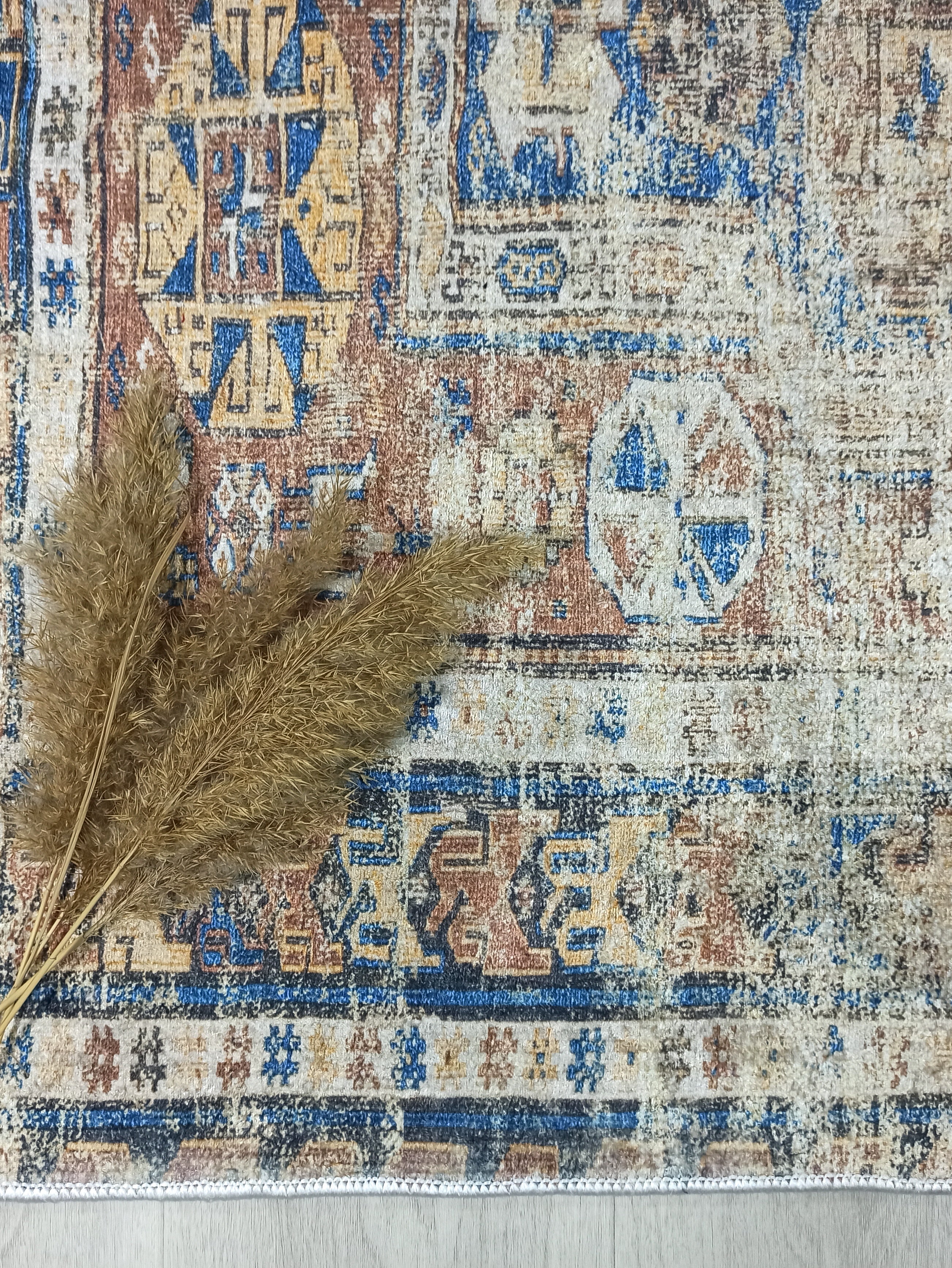 Persian Style Brown Beige Vintage Design Rug