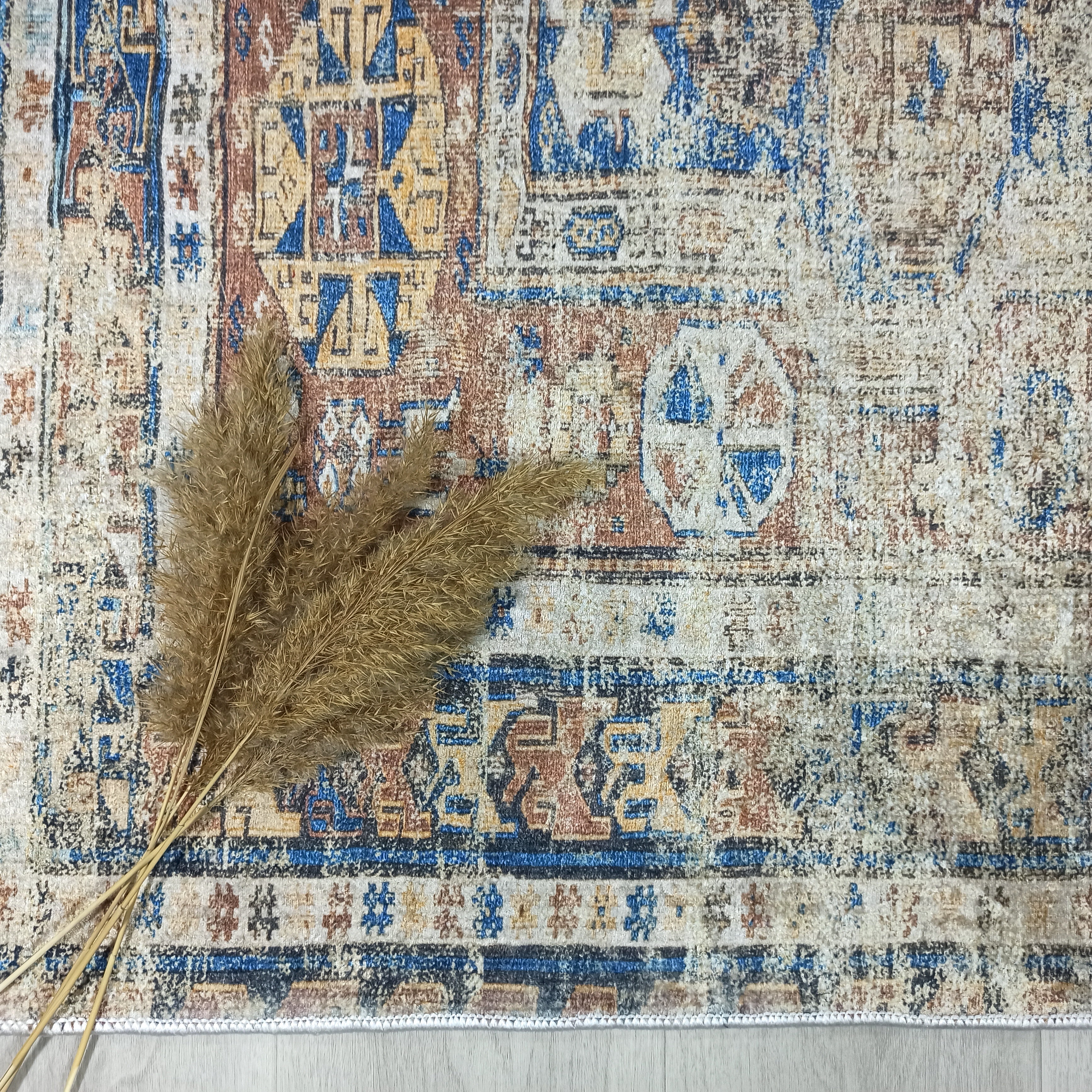 Persian Style Brown Beige Vintage Design Rug