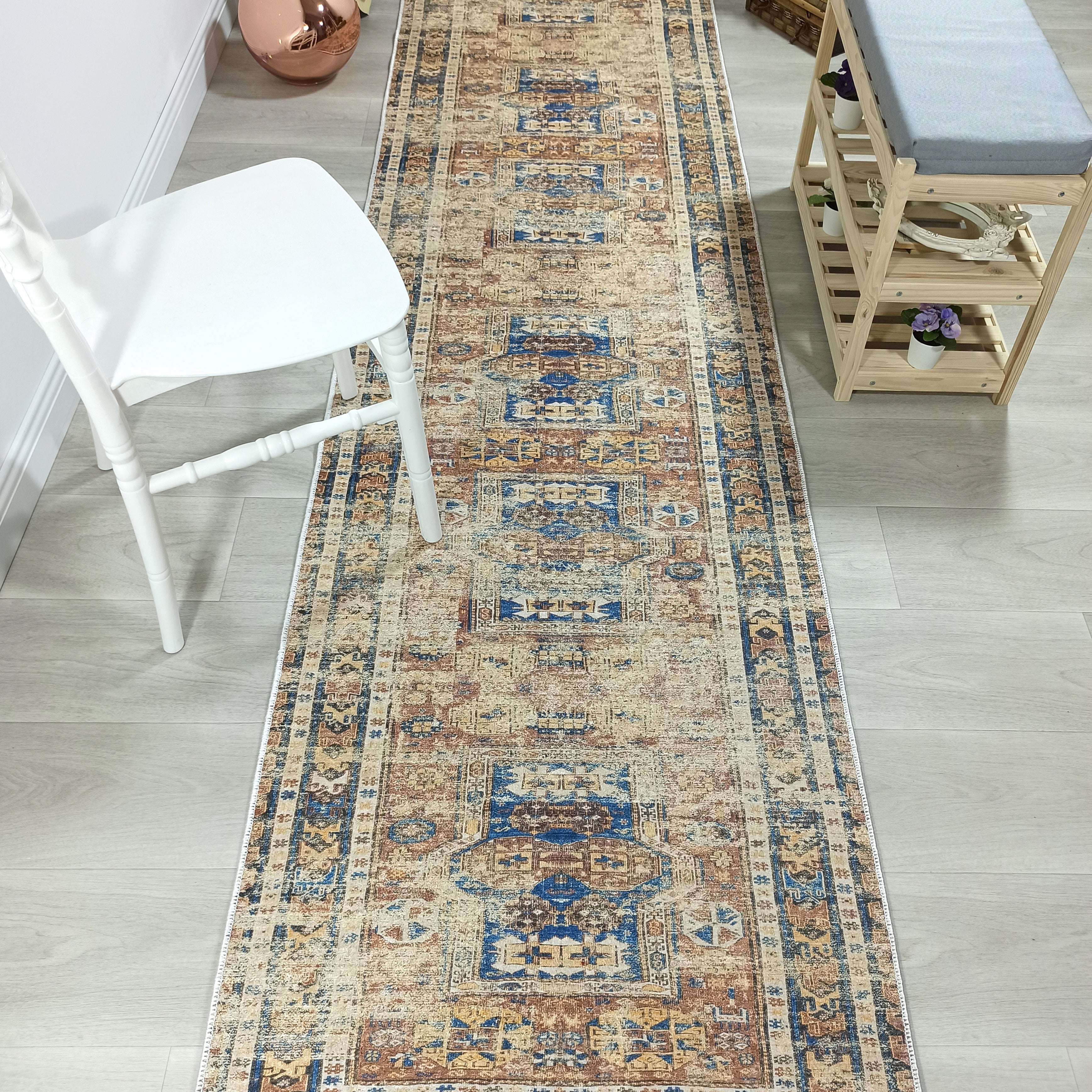 Persian Style Brown Beige Vintage Design Rug