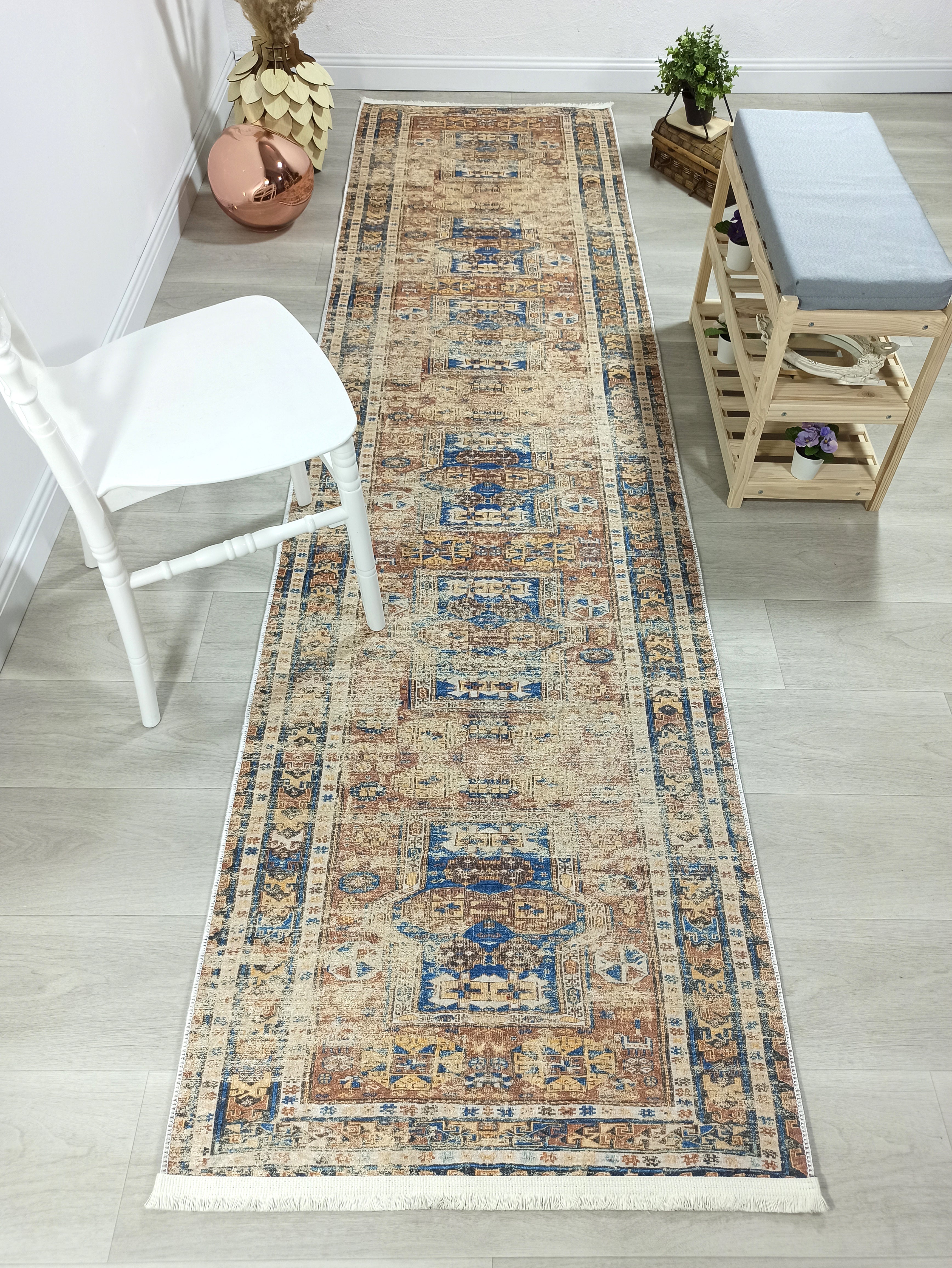 Persian Style Brown Beige Vintage Design Rug