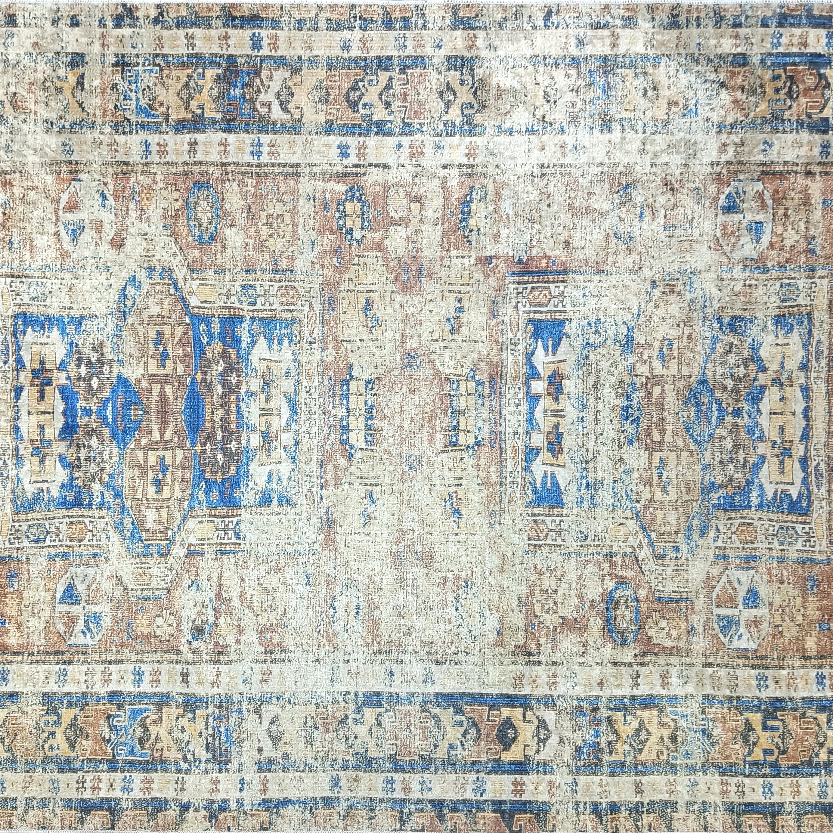 Persian Style Brown Beige Vintage Design Rug