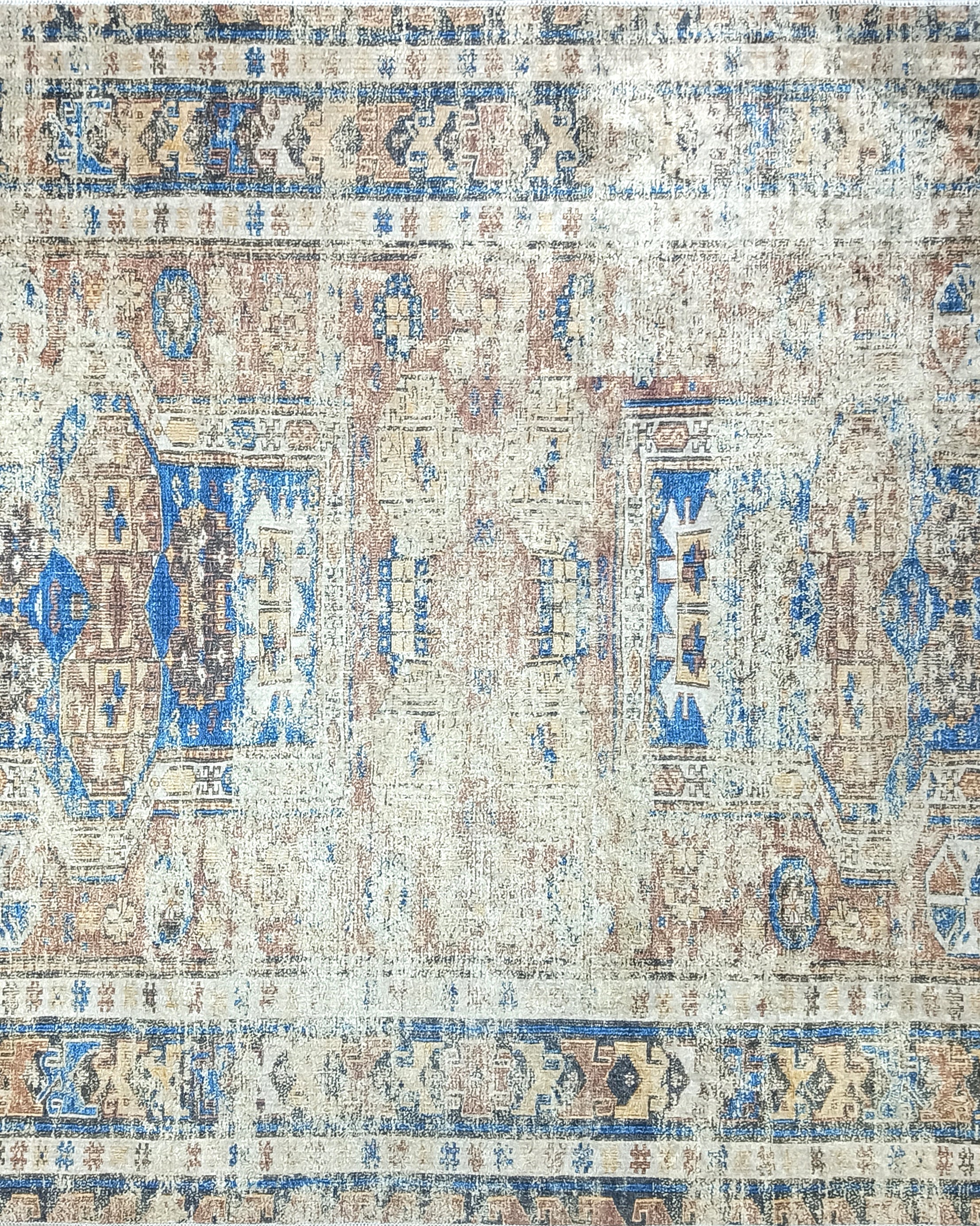 Persian Style Brown Beige Vintage Design Rug