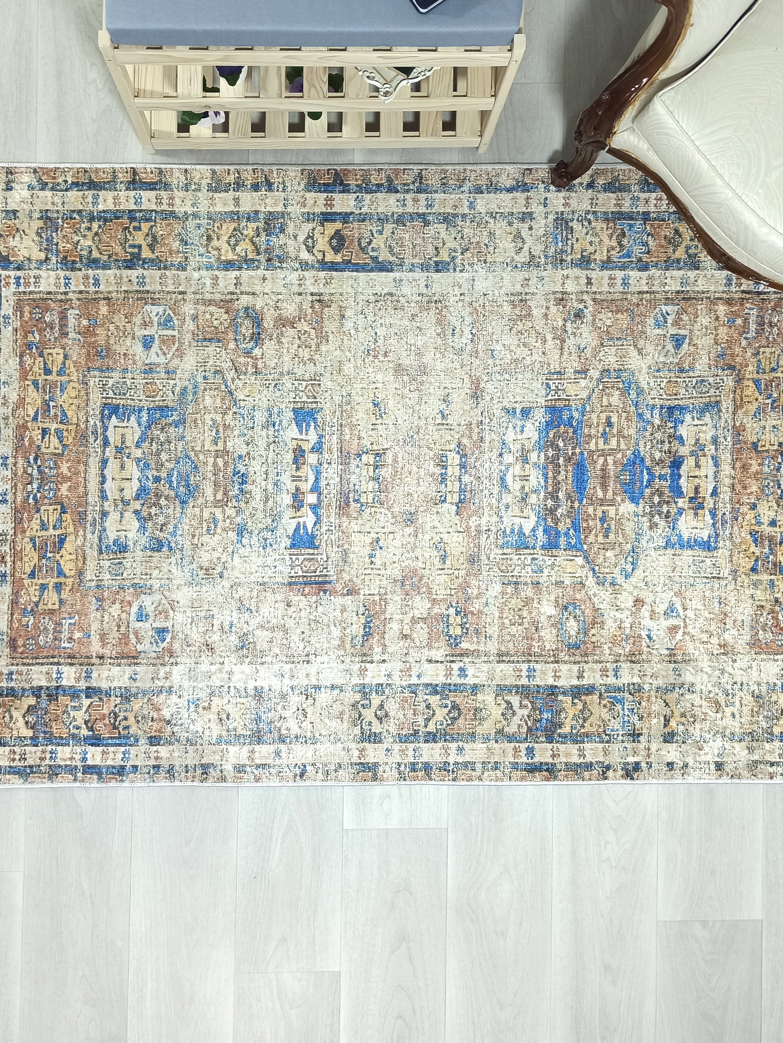 Persian Style Brown Beige Vintage Design Rug