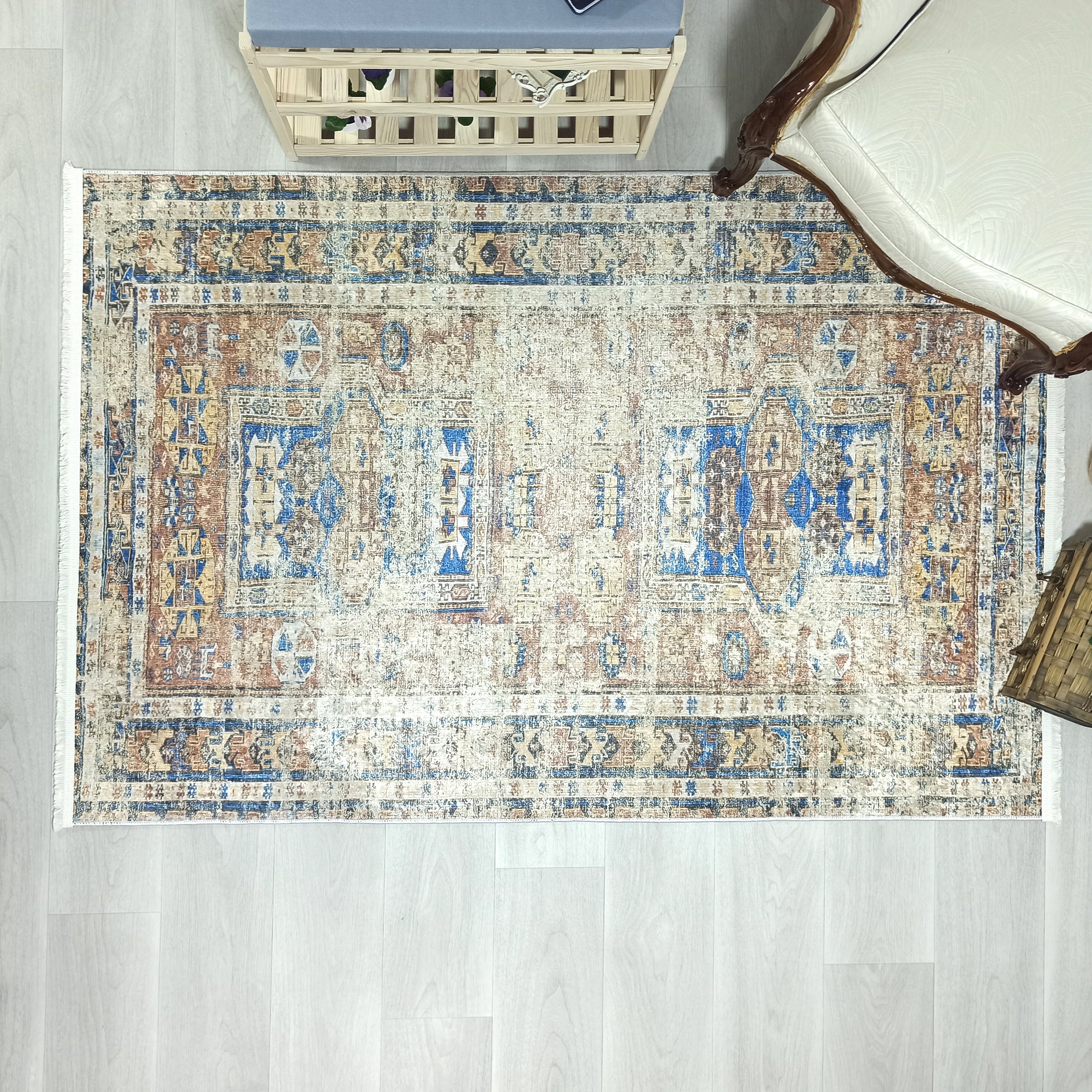 Persian Style Brown Beige Vintage Design Rug