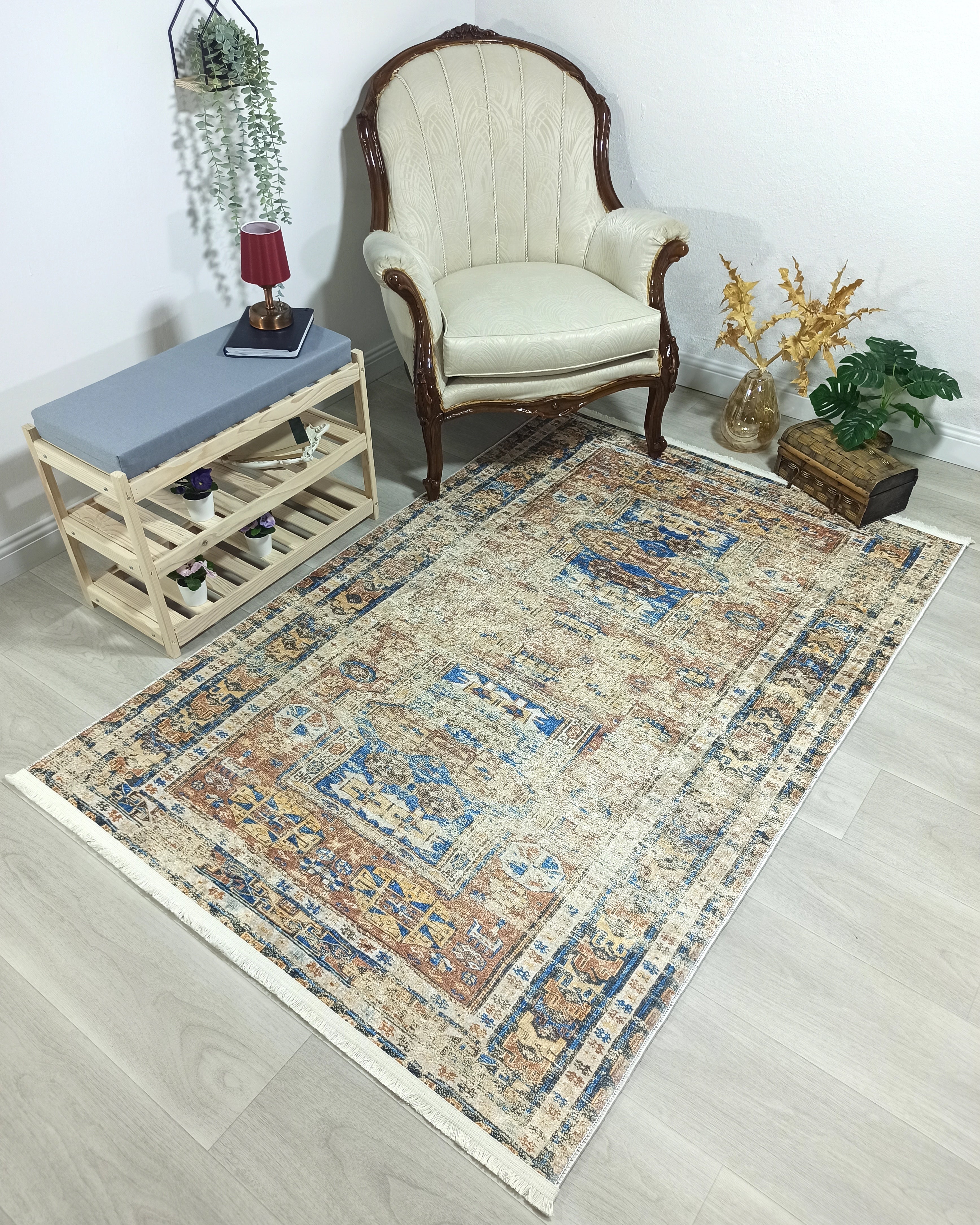 Persian Style Brown Beige Vintage Design Rug