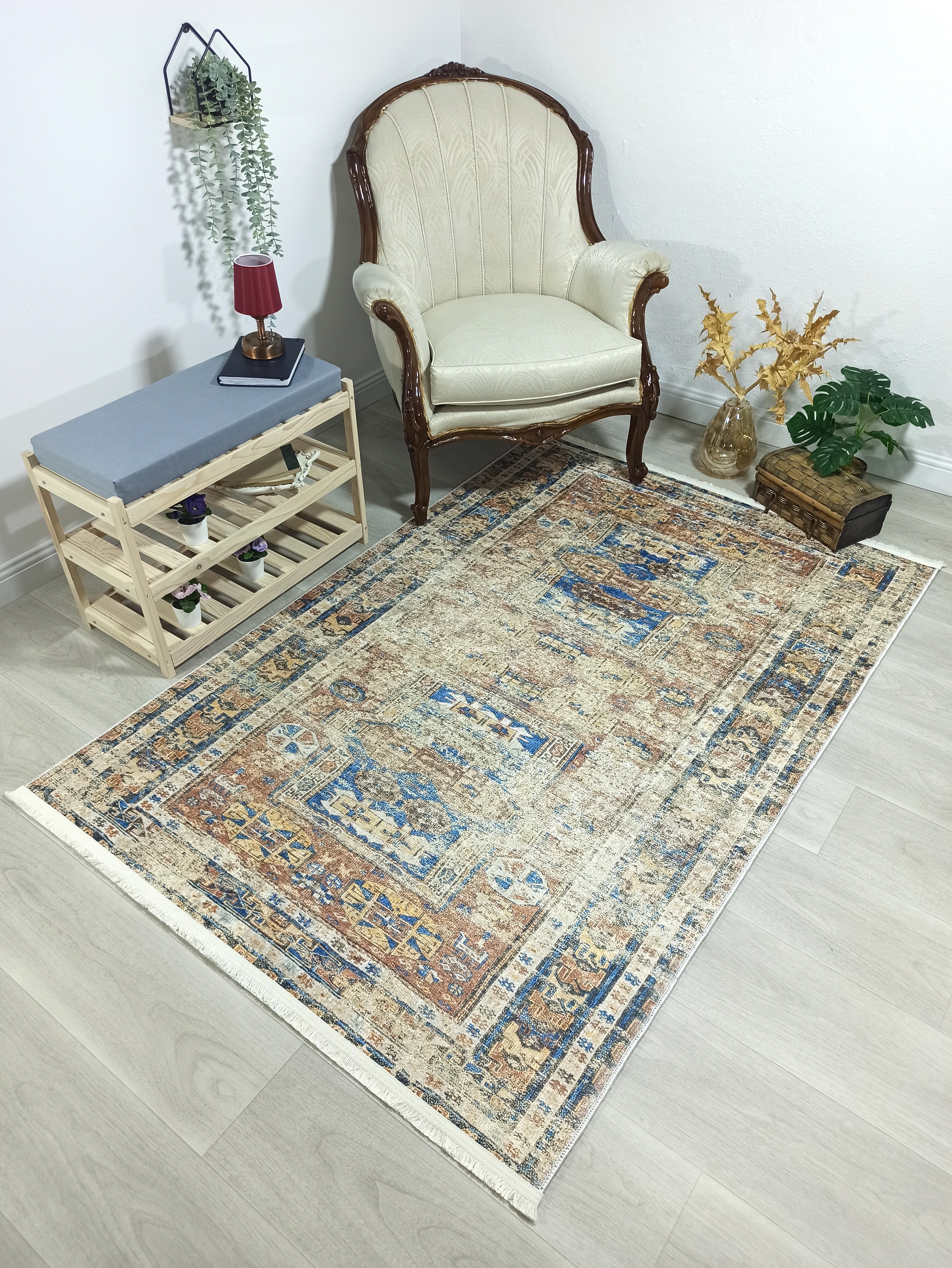 Persian Style Brown Beige Vintage Design Rug