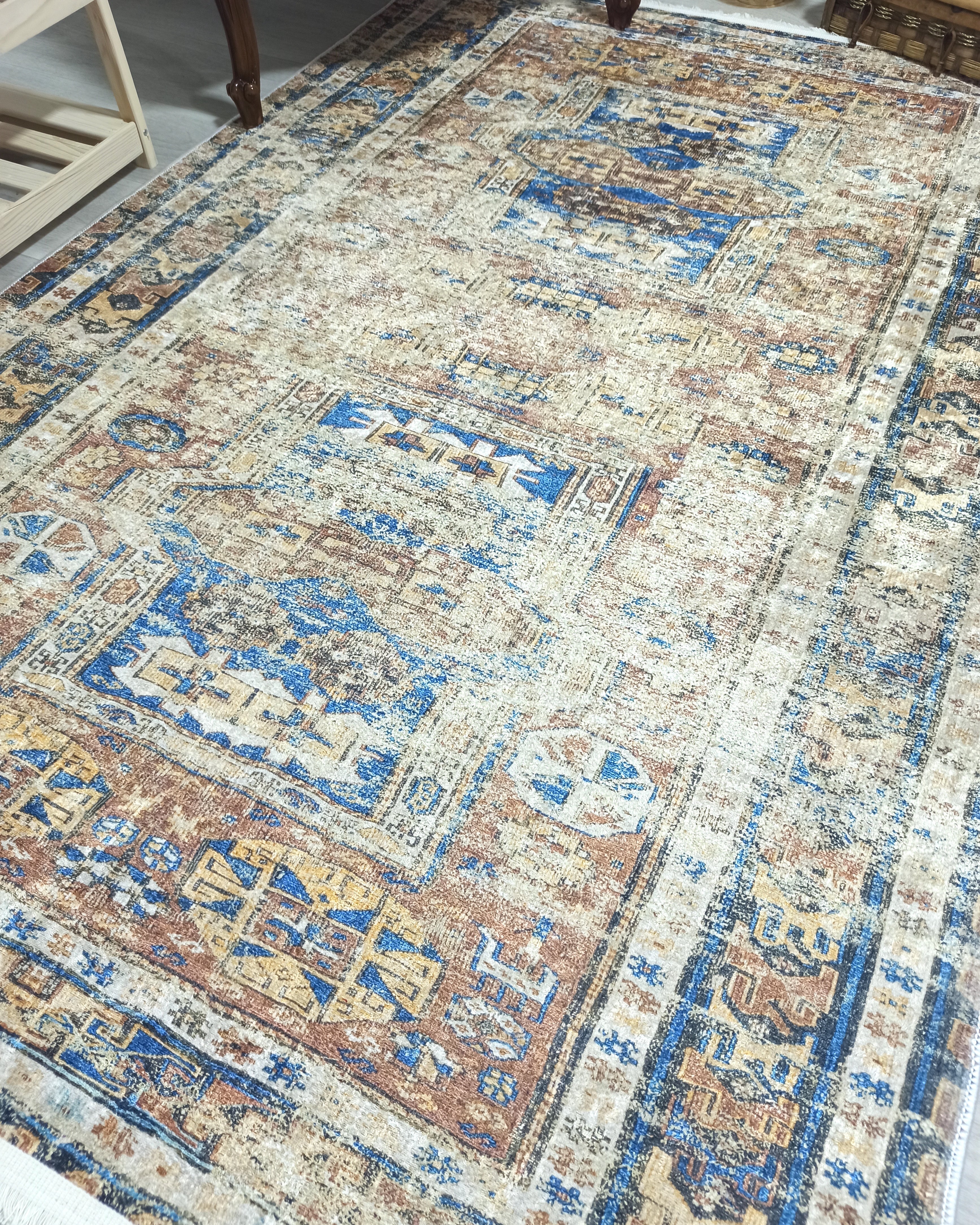 Persian Style Brown Beige Vintage Design Rug