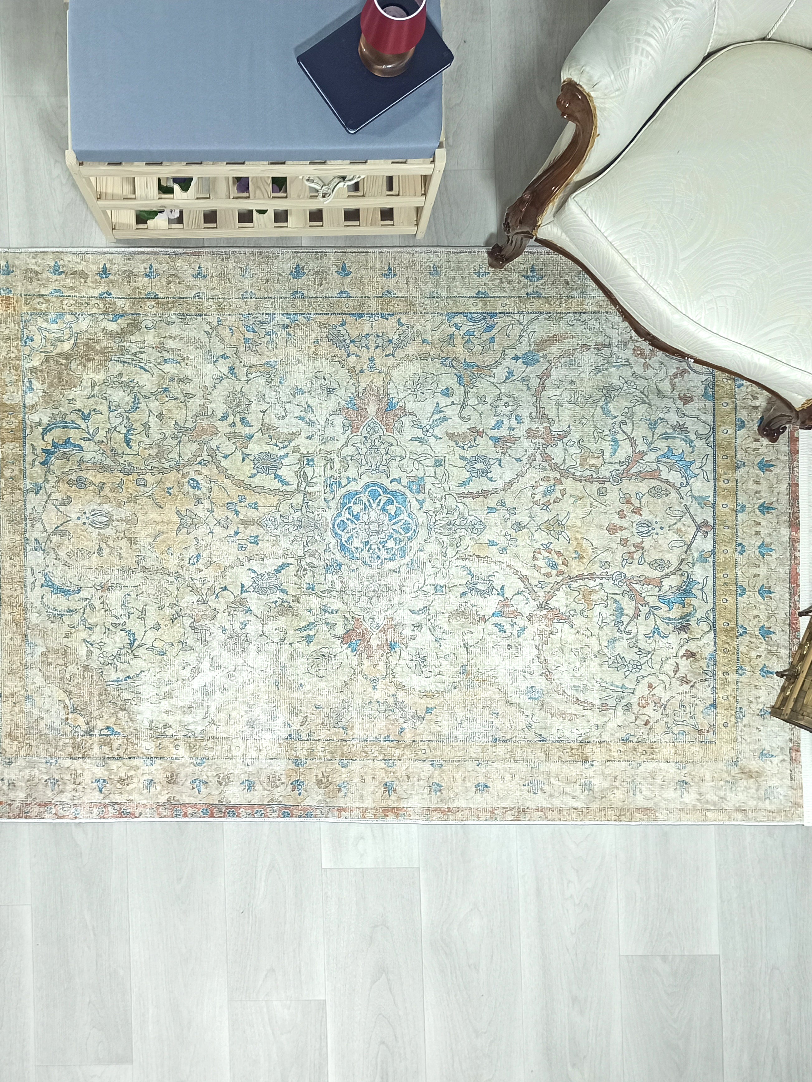 Persian Style Beige Blue Vintage Design Rug