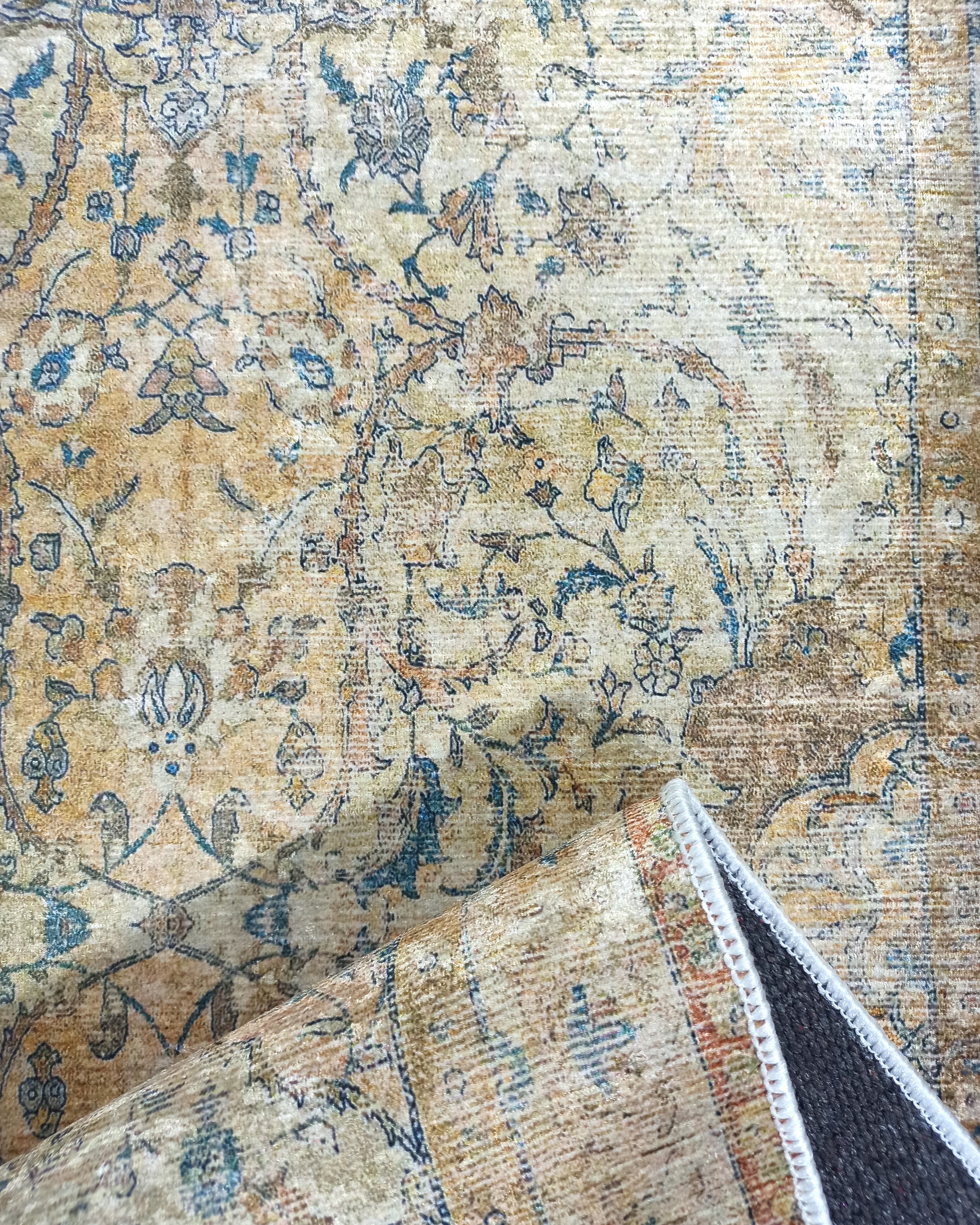 Persian Style Beige Blue Vintage Design Rug