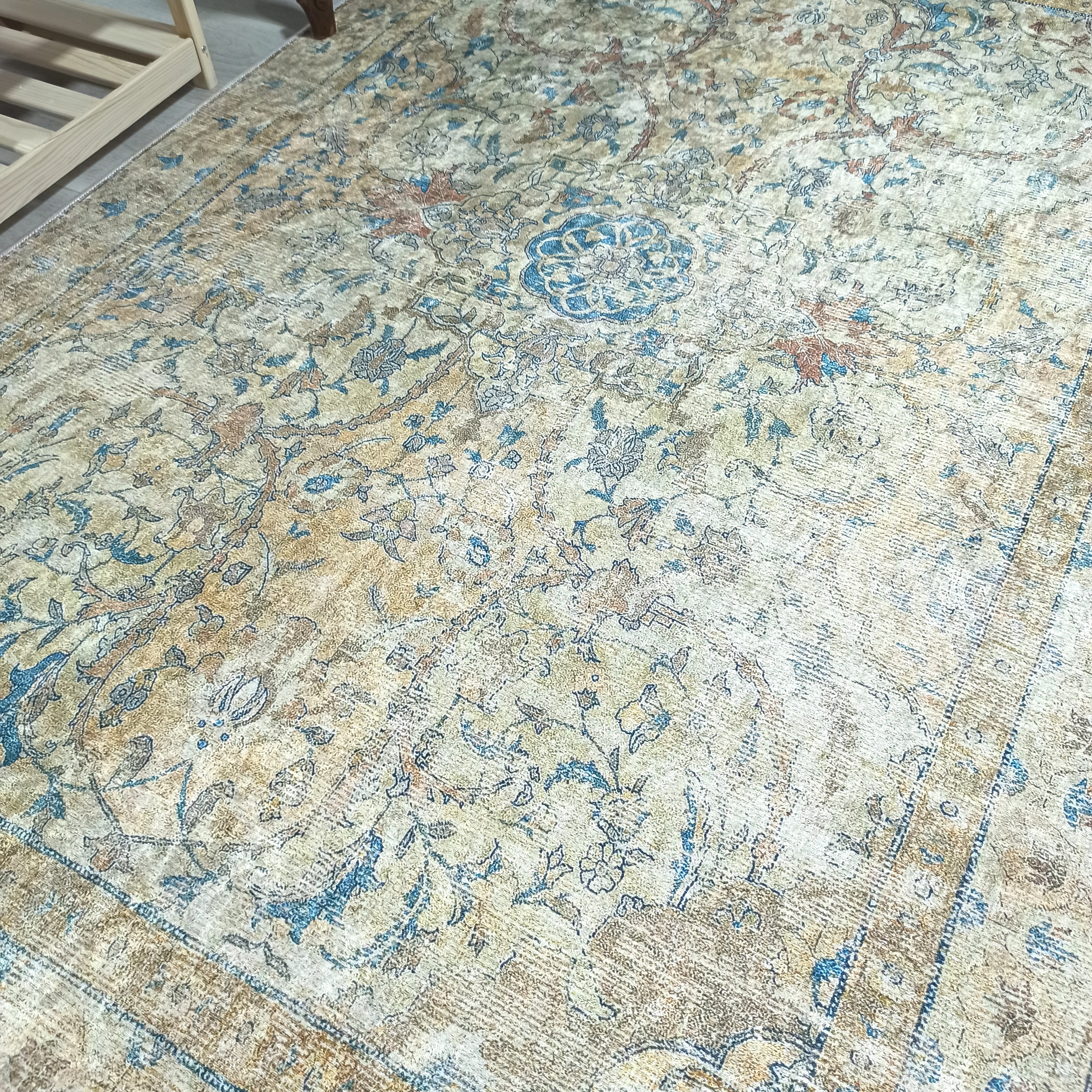 Persian Style Beige Blue Vintage Design Rug