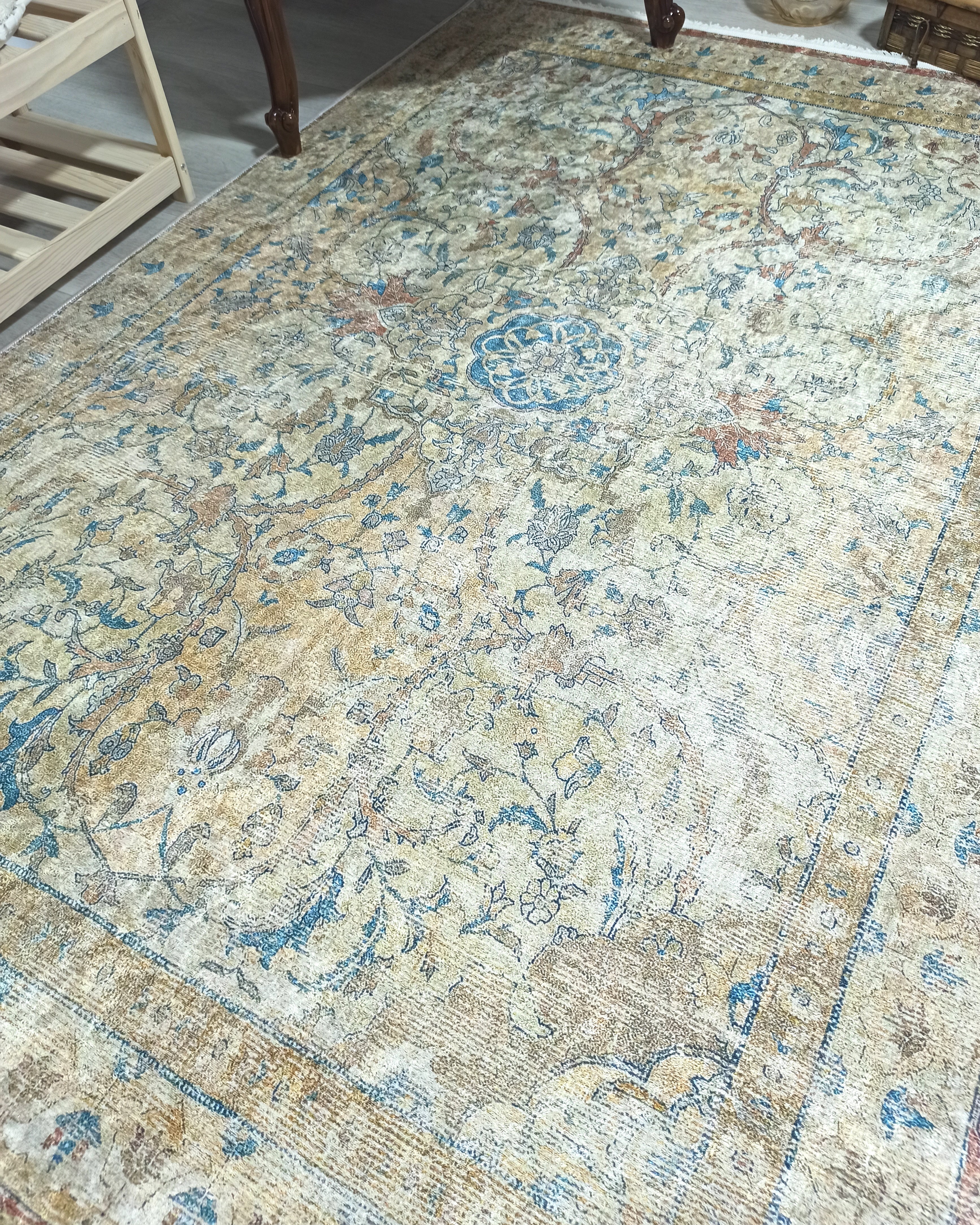 Persian Style Beige Blue Vintage Design Rug