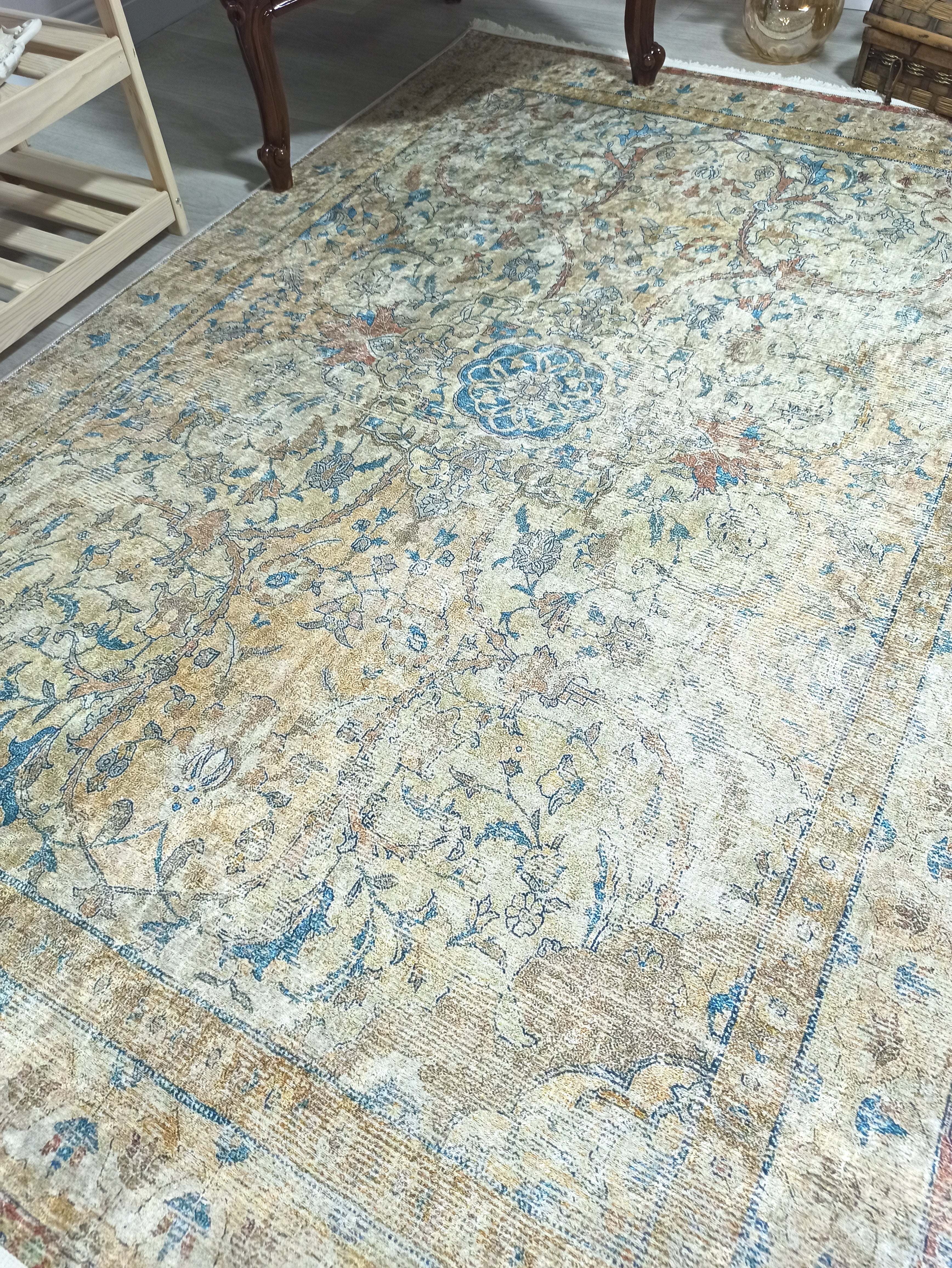 Persian Style Beige Blue Vintage Design Rug