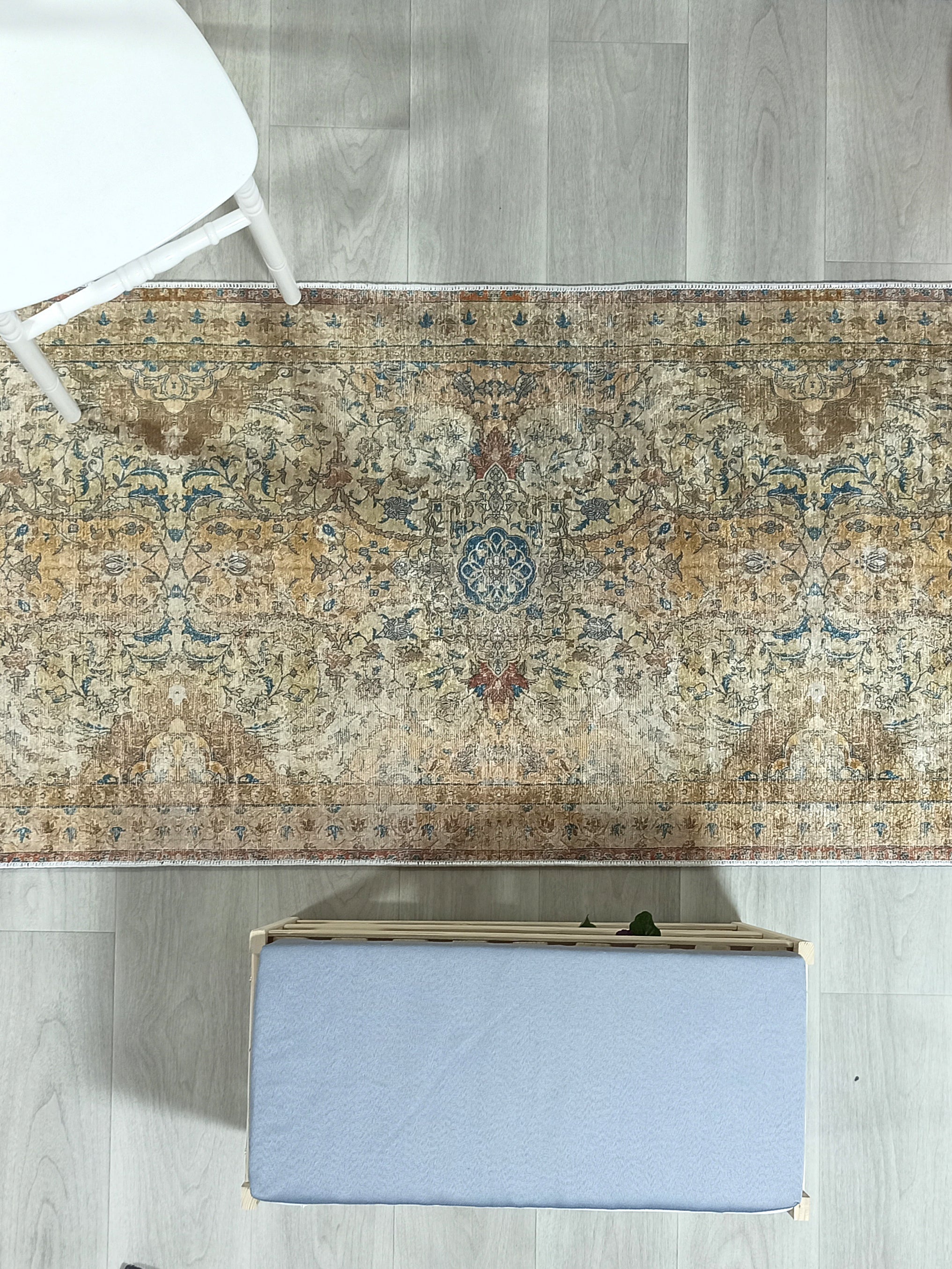 Persian Style Beige Blue Vintage Design Rug