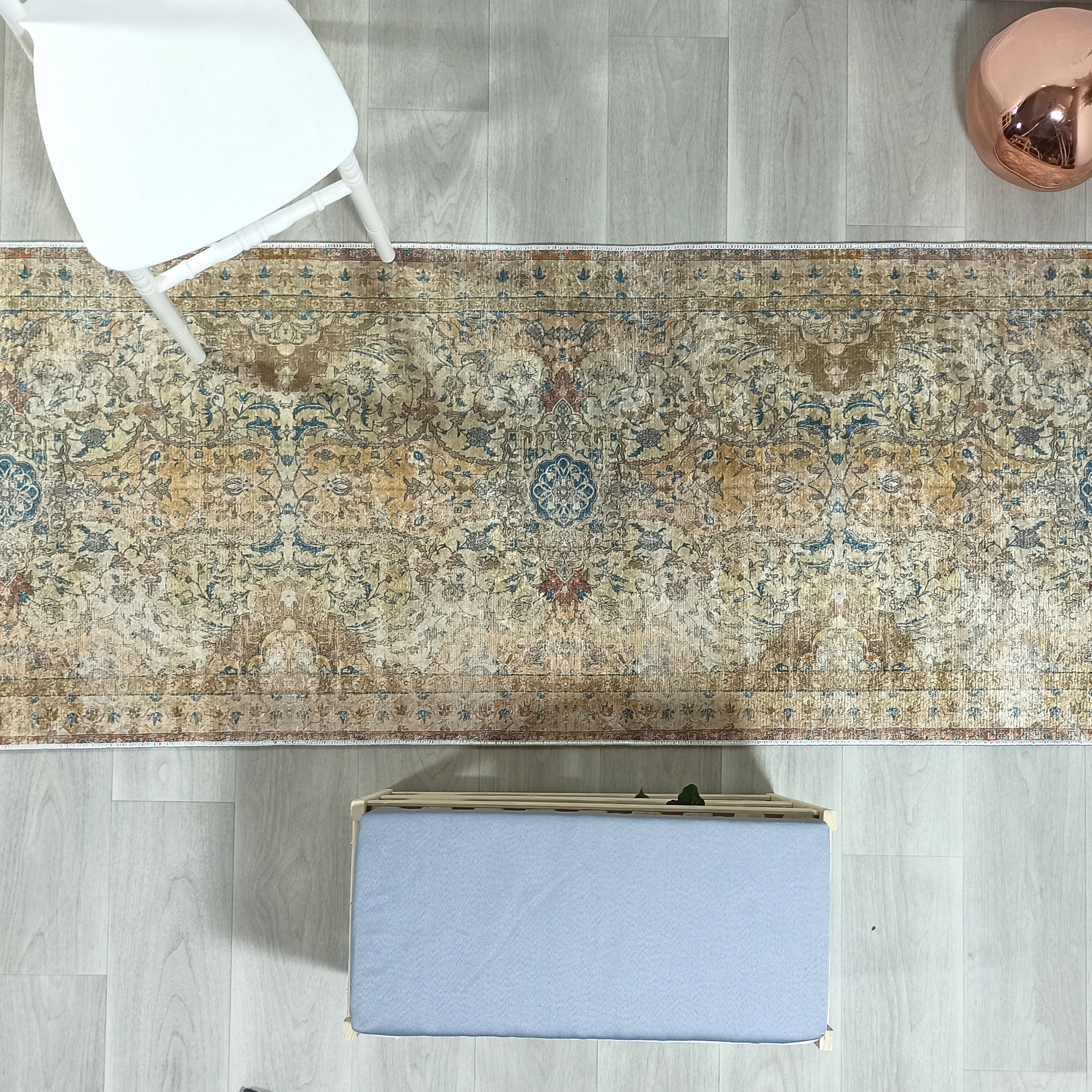 Persian Style Beige Blue Vintage Design Rug