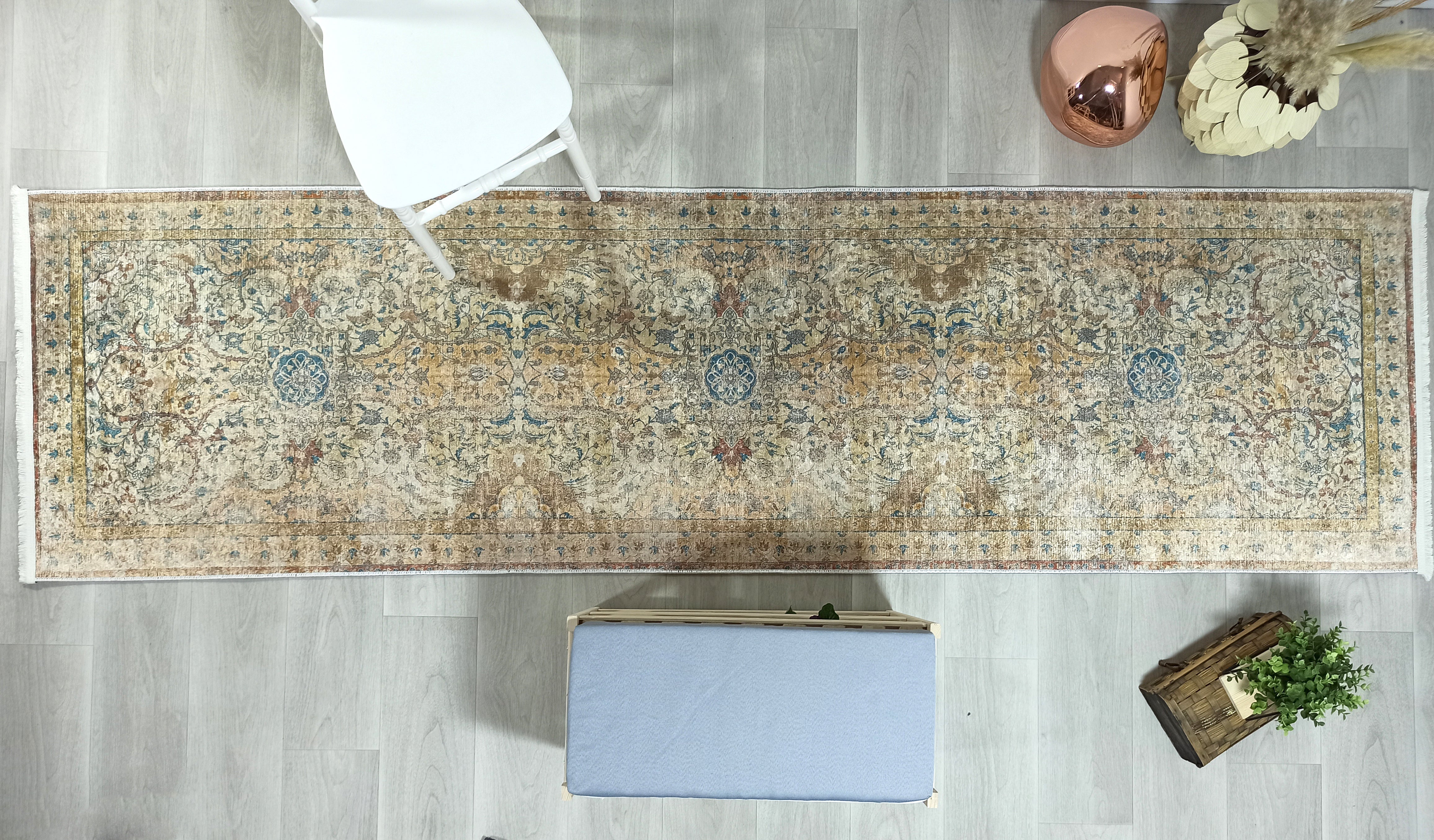 Persian Style Beige Blue Vintage Design Rug