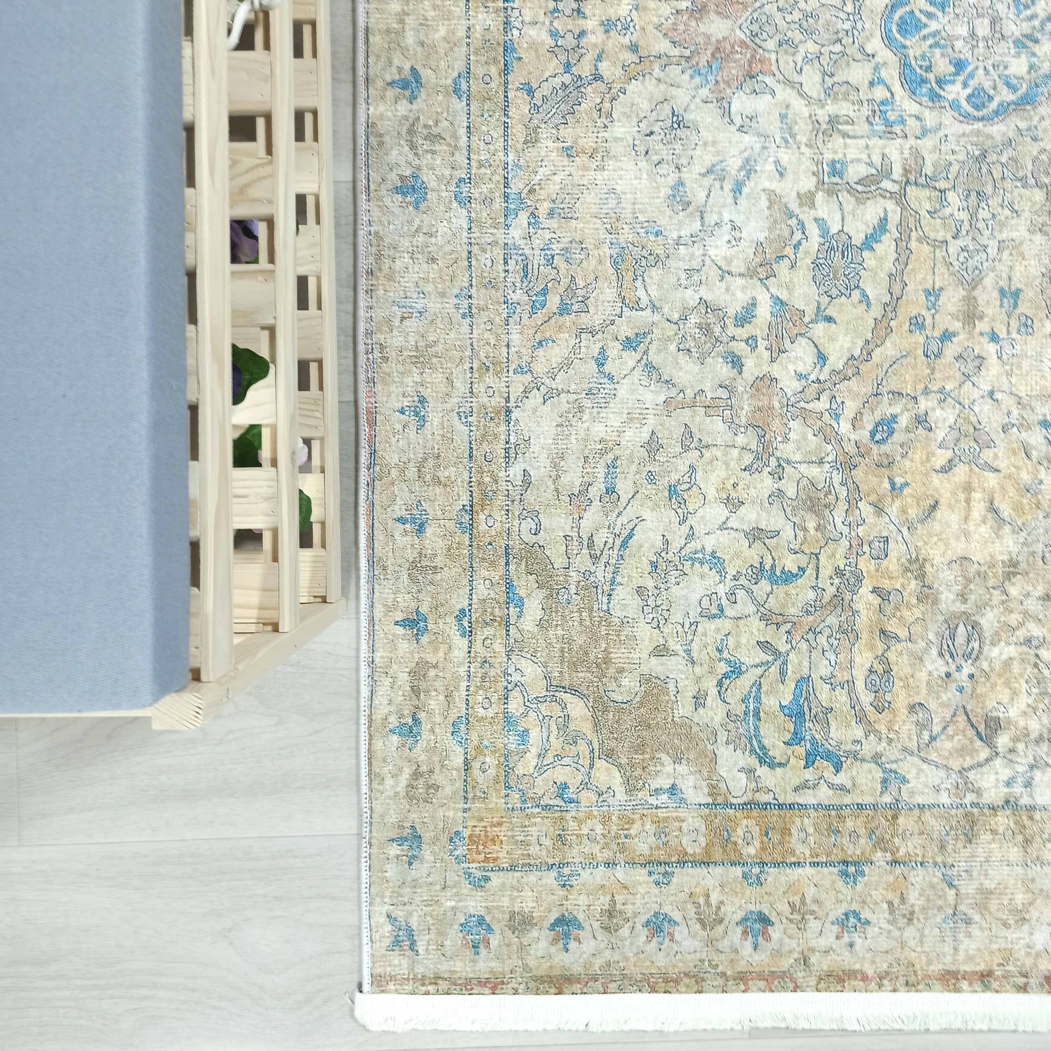 Persian Style Beige Blue Vintage Design Rug