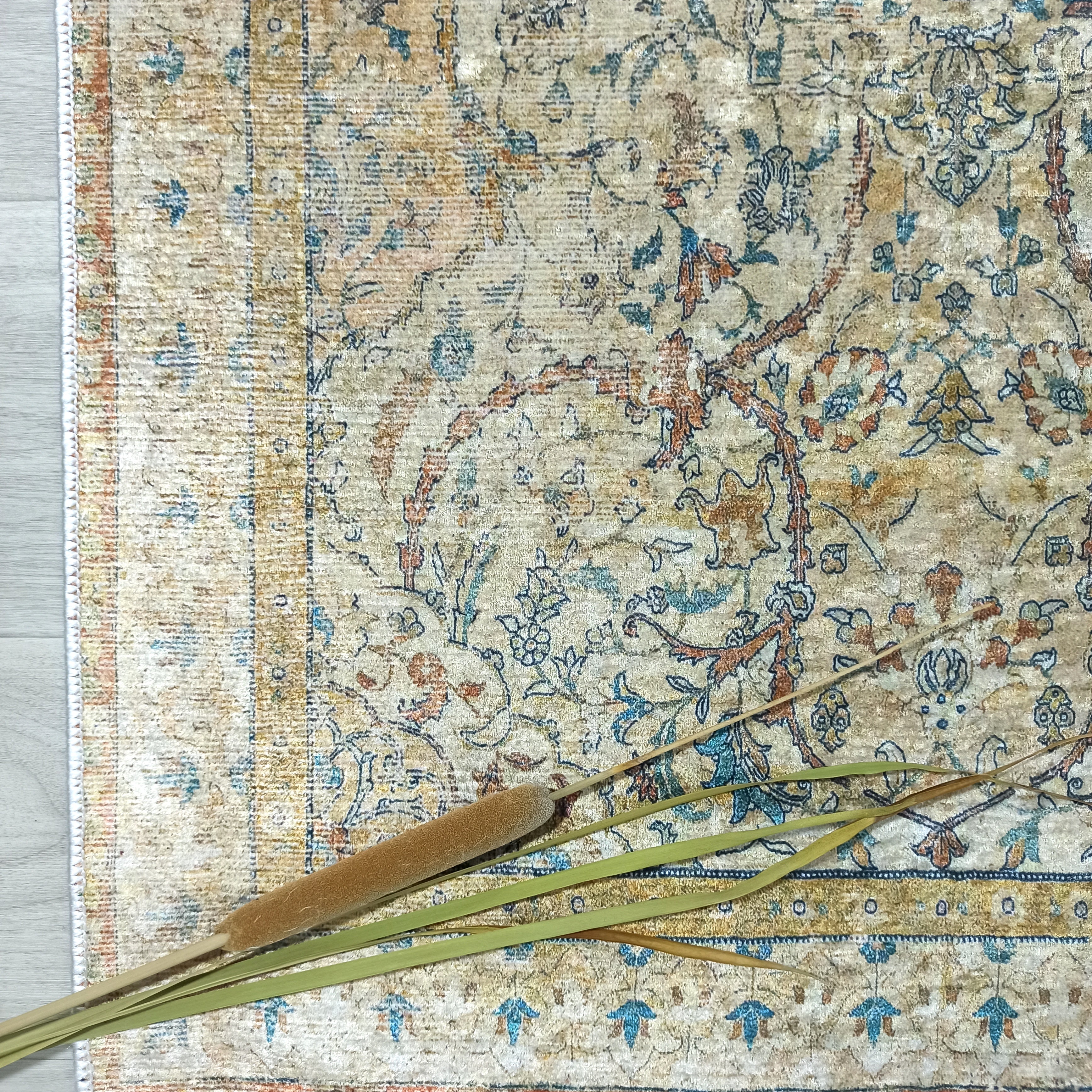 Persian Style Beige Blue Vintage Design Rug