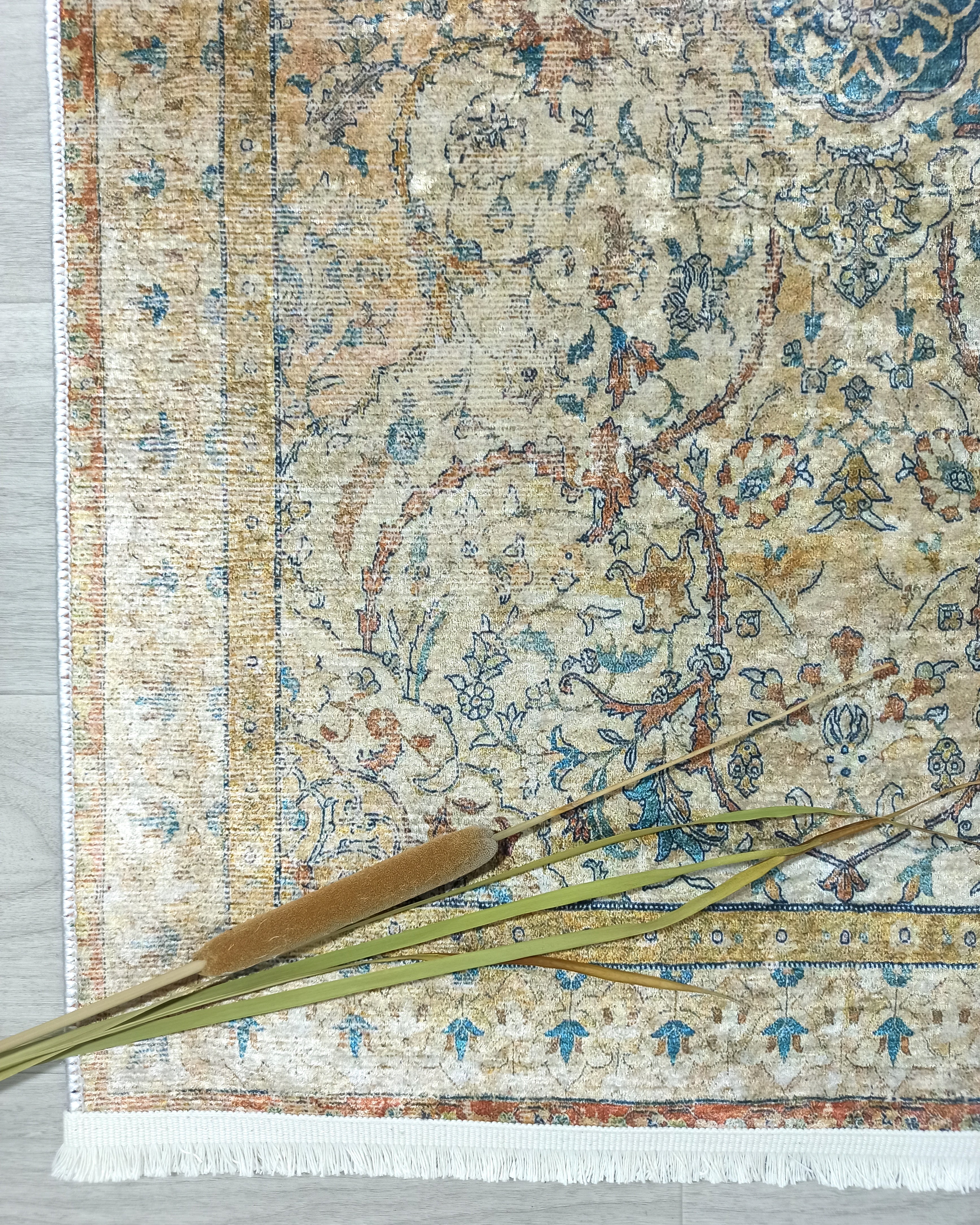 Persian Style Beige Blue Vintage Design Rug