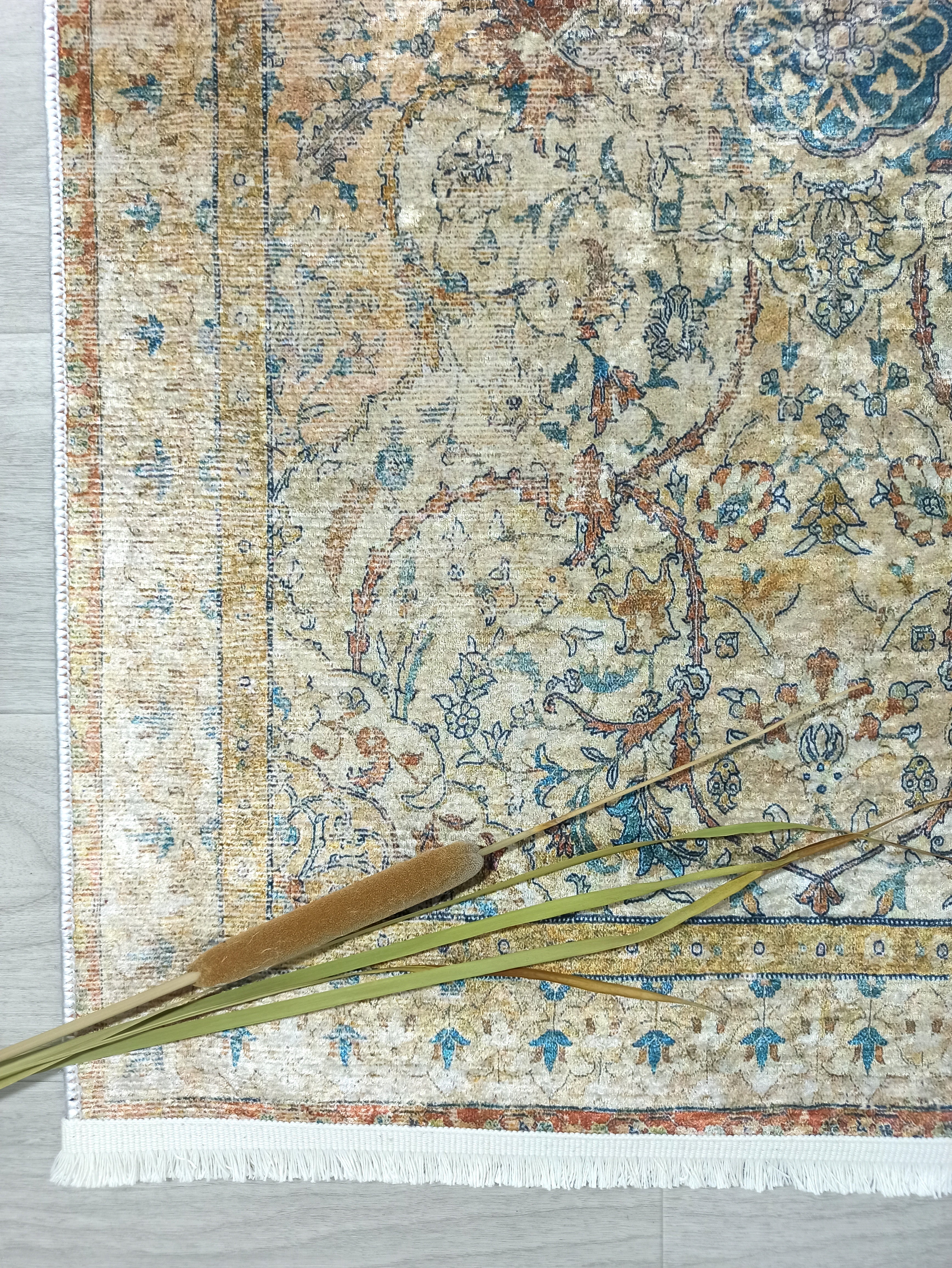 Persian Style Beige Blue Vintage Design Rug