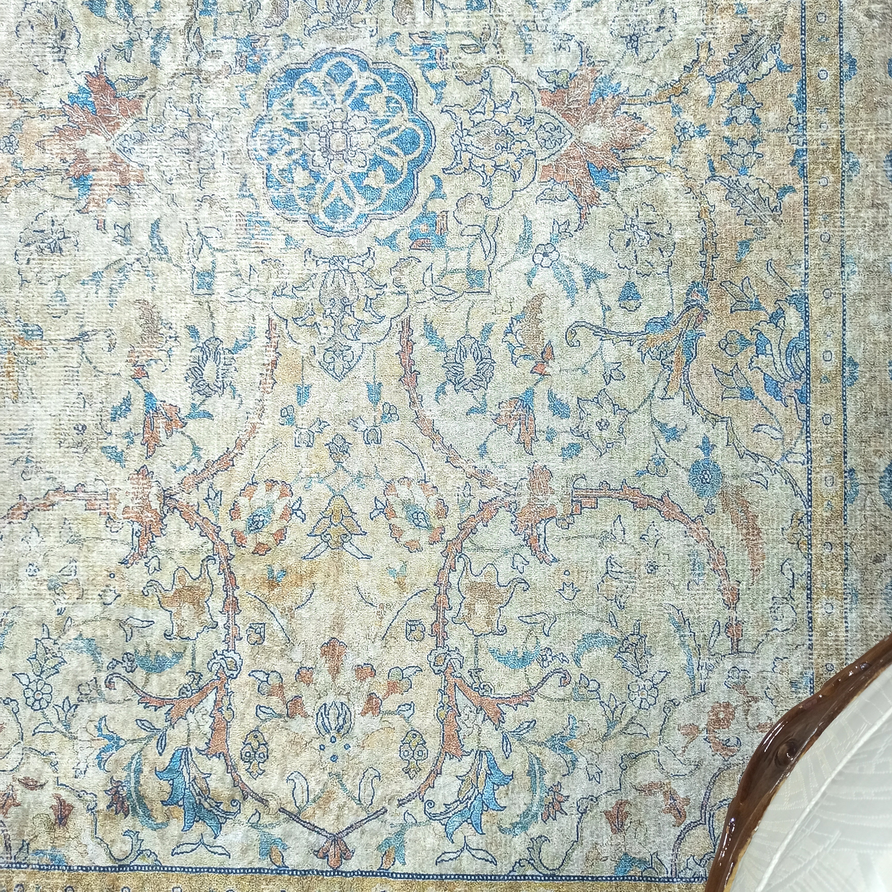 Persian Style Beige Blue Vintage Design Rug