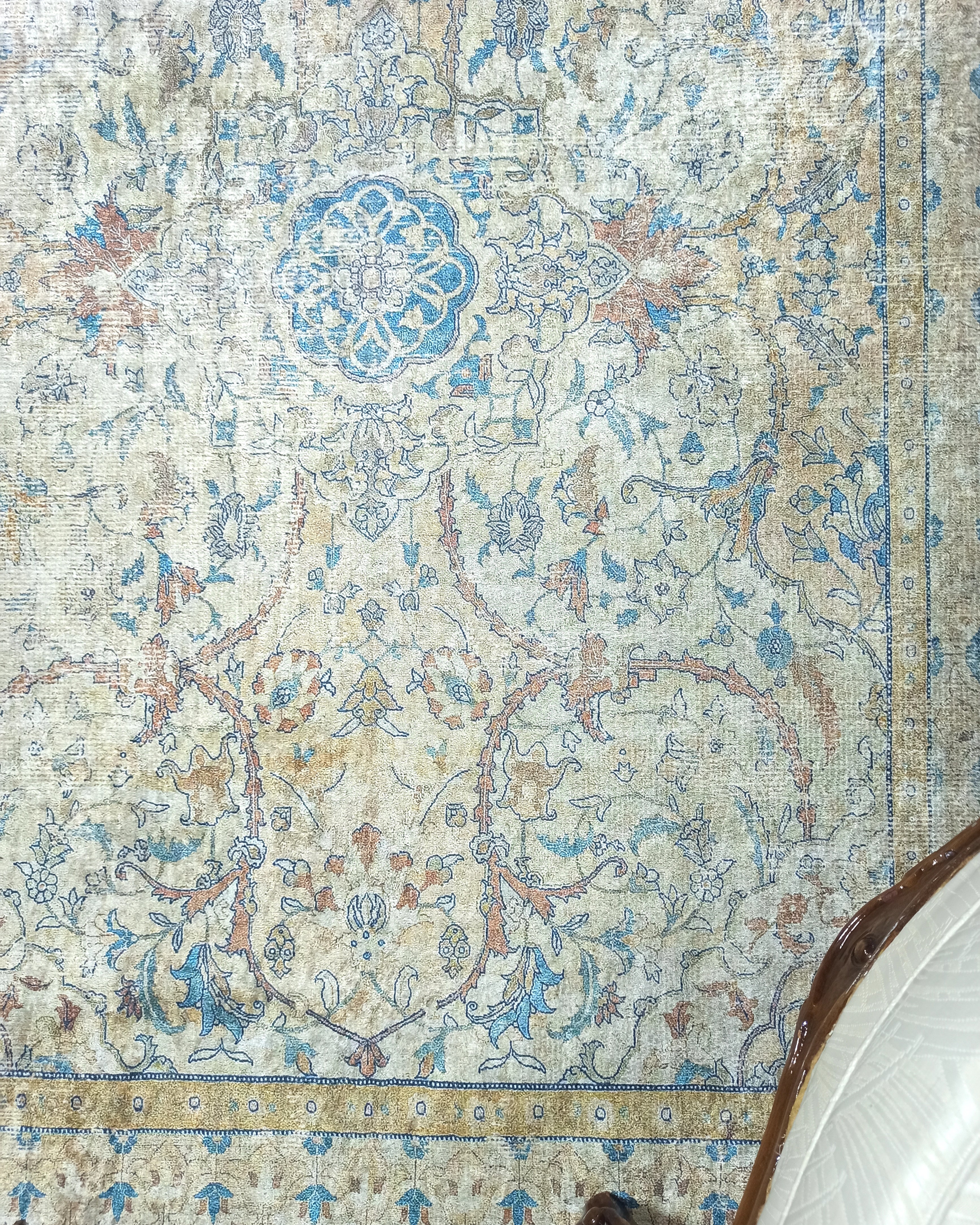 Persian Style Beige Blue Vintage Design Rug