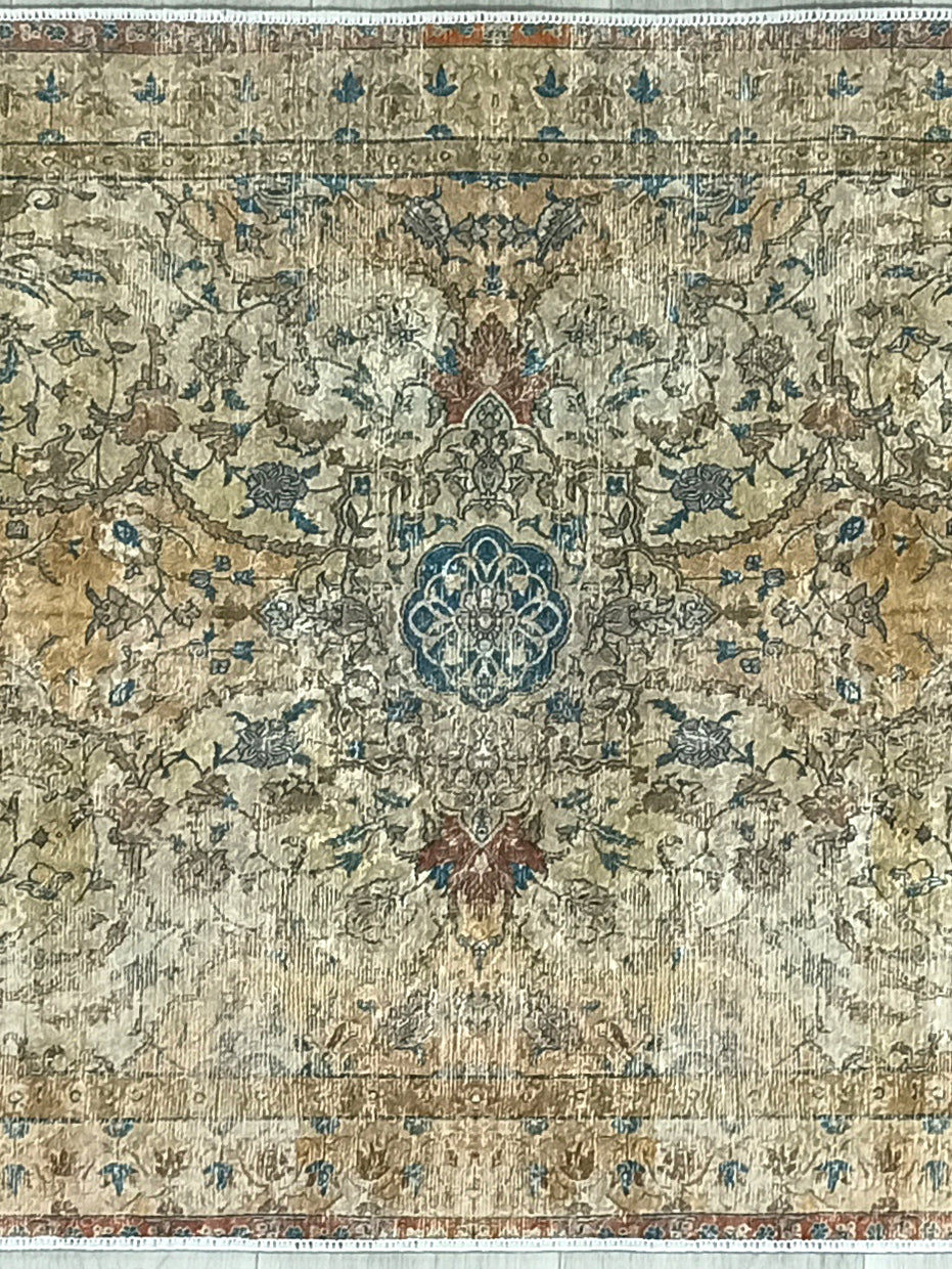 Persian Style Beige Blue Vintage Design Rug