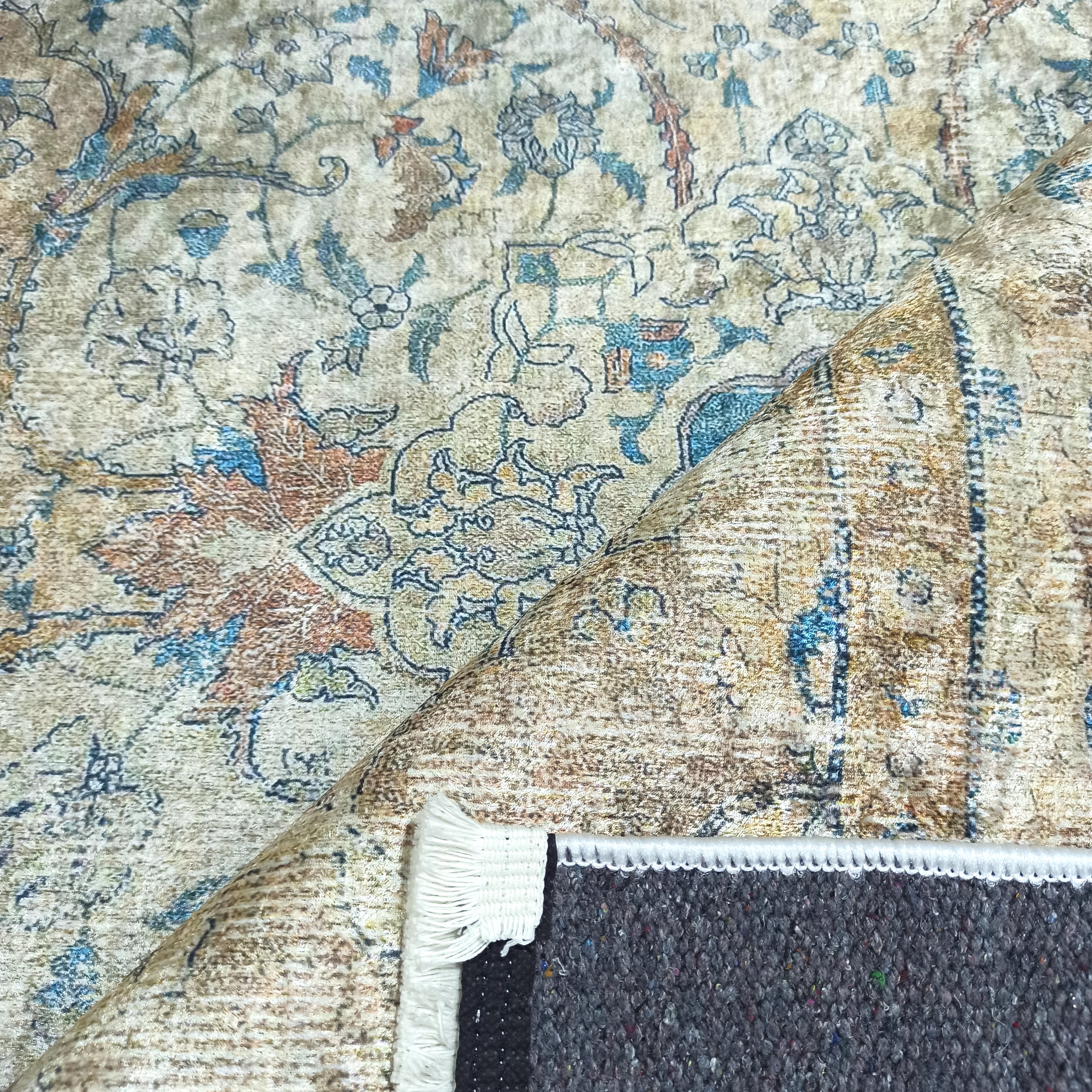 Persian Style Beige Blue Vintage Design Rug