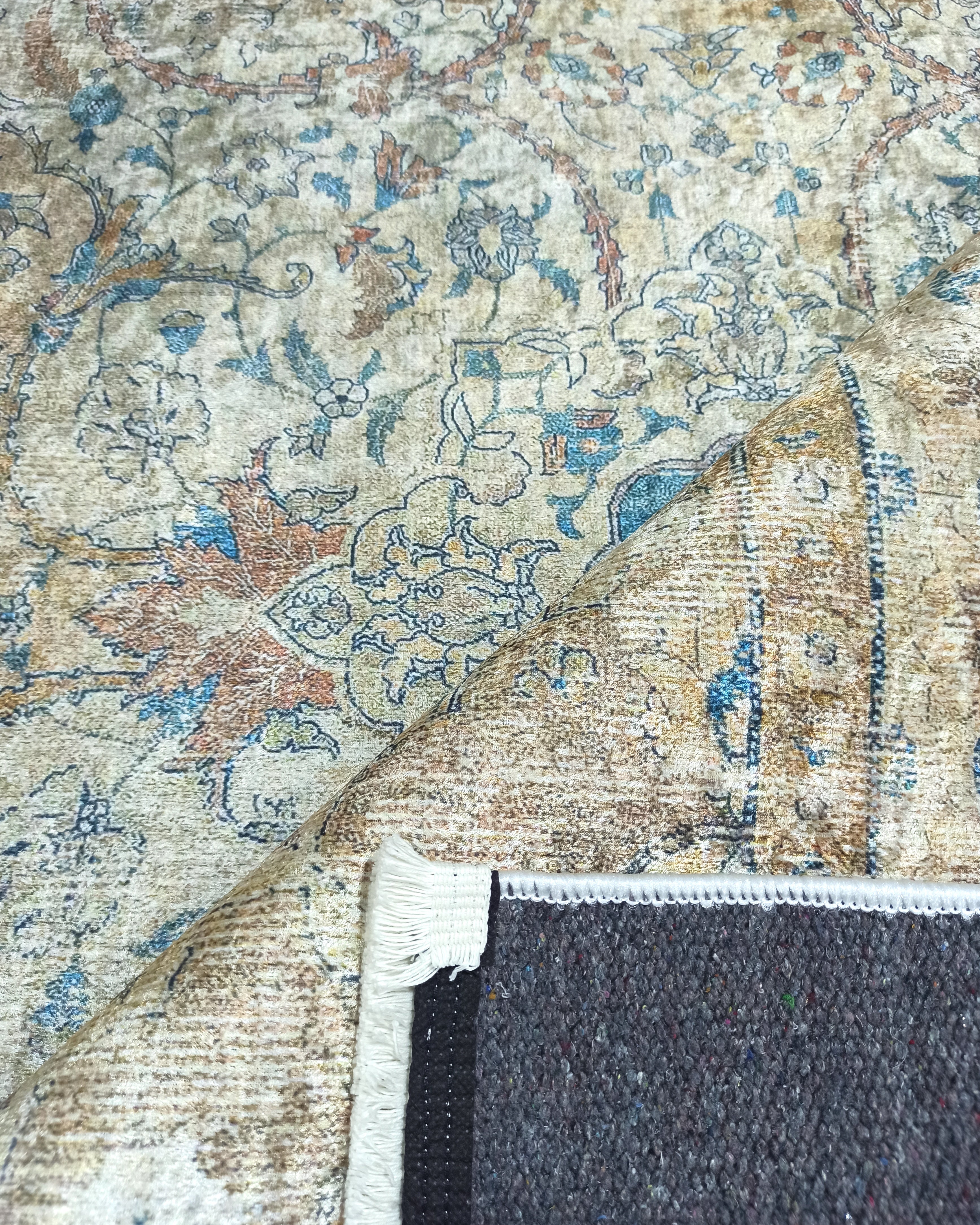 Persian Style Beige Blue Vintage Design Rug